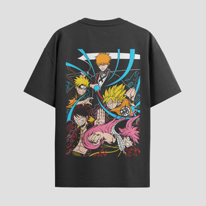 Playera urbana de anime y gaming ExtraLife MX, corte Standard Fit unisex ligero y transpirable en color Deep Black y Pure White, ropa de uso diario para gym y casual.