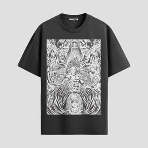 Playera urbana de anime y gaming ExtraLife MX, corte Standard Fit unisex ligero y transpirable en color Deep Black y Pure White, ropa de uso diario para gym y casual.