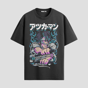 Playera urbana de anime y gaming ExtraLife MX, corte Standard Fit unisex ligero y transpirable en color Deep Black y Pure White, ropa de uso diario para gym y casual.