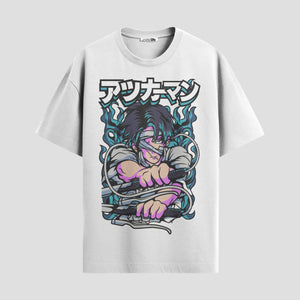 Playera urbana de anime y gaming ExtraLife MX, corte Standard Fit unisex ligero y transpirable en color Deep Black y Pure White, ropa de uso diario para gym y casual.