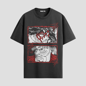 Playera urbana de anime y gaming ExtraLife MX, corte Standard Fit unisex ligero y transpirable en color Deep Black y Pure White, ropa de uso diario para gym y casual.