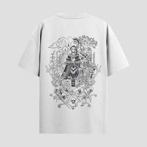 Playera urbana de anime y gaming ExtraLife MX, corte Standard Fit unisex ligero y transpirable en color Deep Black y Pure White, ropa de uso diario para gym y casual.