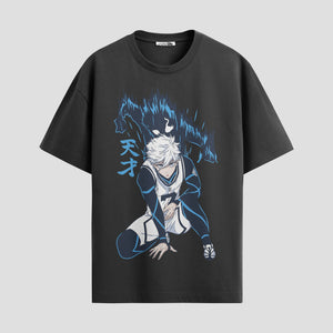 Playera urbana de anime y gaming ExtraLife MX, corte Standard Fit unisex ligero y transpirable en color Deep Black y Pure White, ropa de uso diario para gym y casual.