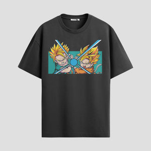 Playera urbana de anime y gaming ExtraLife MX, corte Standard Fit unisex ligero y transpirable en color Deep Black y Pure White, ropa de uso diario para gym y casual.