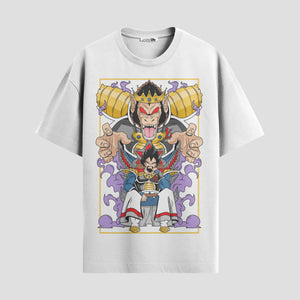 Playera urbana de anime y gaming ExtraLife MX, corte Standard Fit unisex ligero y transpirable en color Deep Black y Pure White, ropa de uso diario para gym y casual.