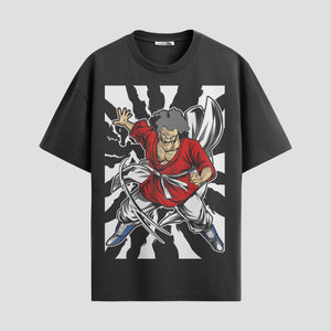 Playera urbana de anime y gaming ExtraLife MX, corte Standard Fit unisex ligero y transpirable en color Deep Black y Pure White, ropa de uso diario para gym y casual.