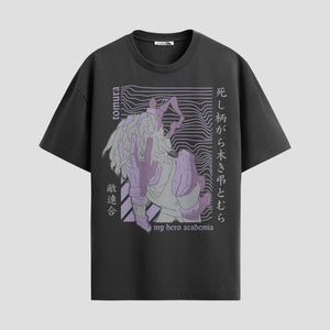 Playera urbana de anime y gaming ExtraLife MX, corte Standard Fit unisex ligero y transpirable en color Deep Black y Pure White, ropa de uso diario para gym y casual.
