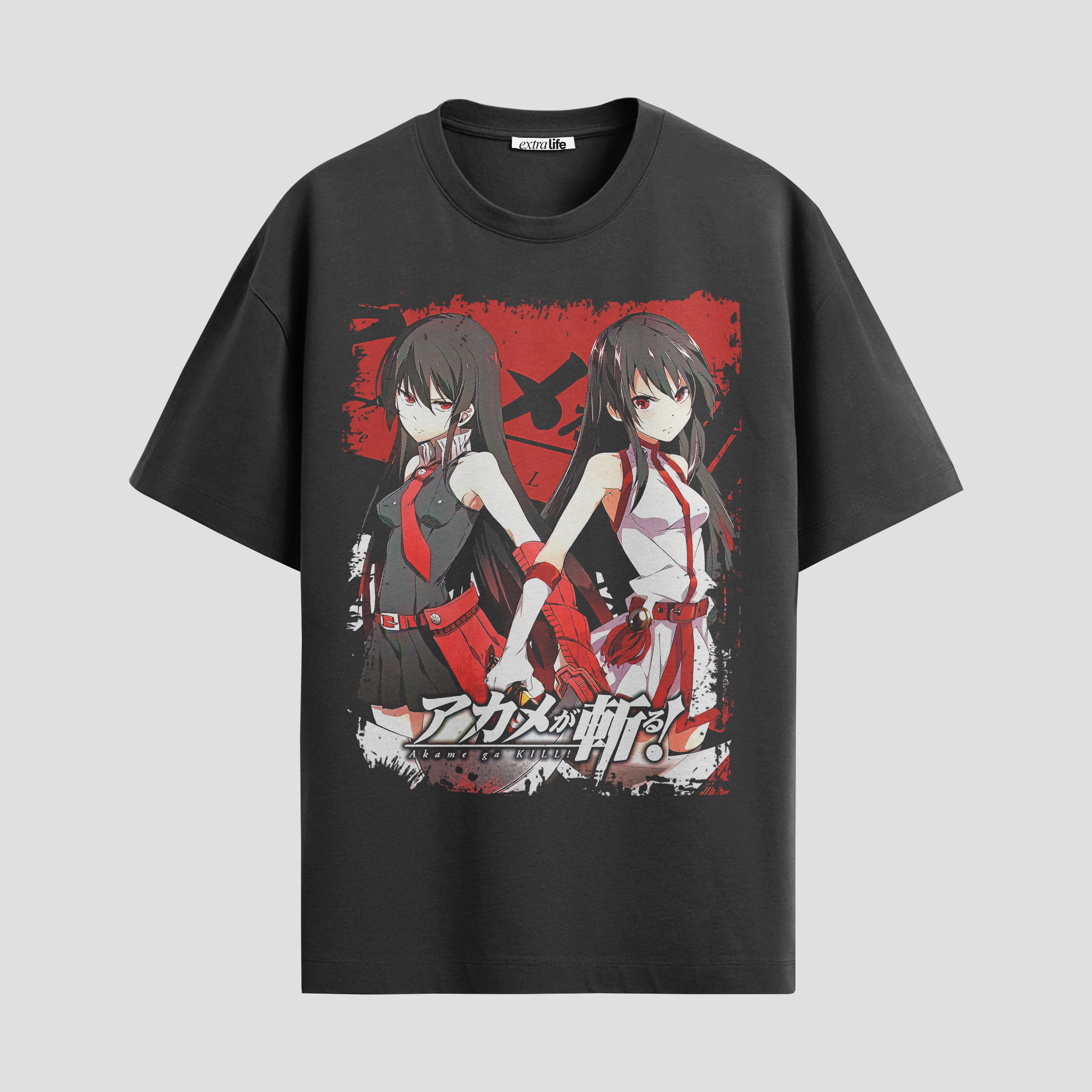 Playera urbana de anime y gaming ExtraLife MX, corte Standard Fit unisex ligero y transpirable en color Deep Black y Pure White, ropa de uso diario para gym y casual.