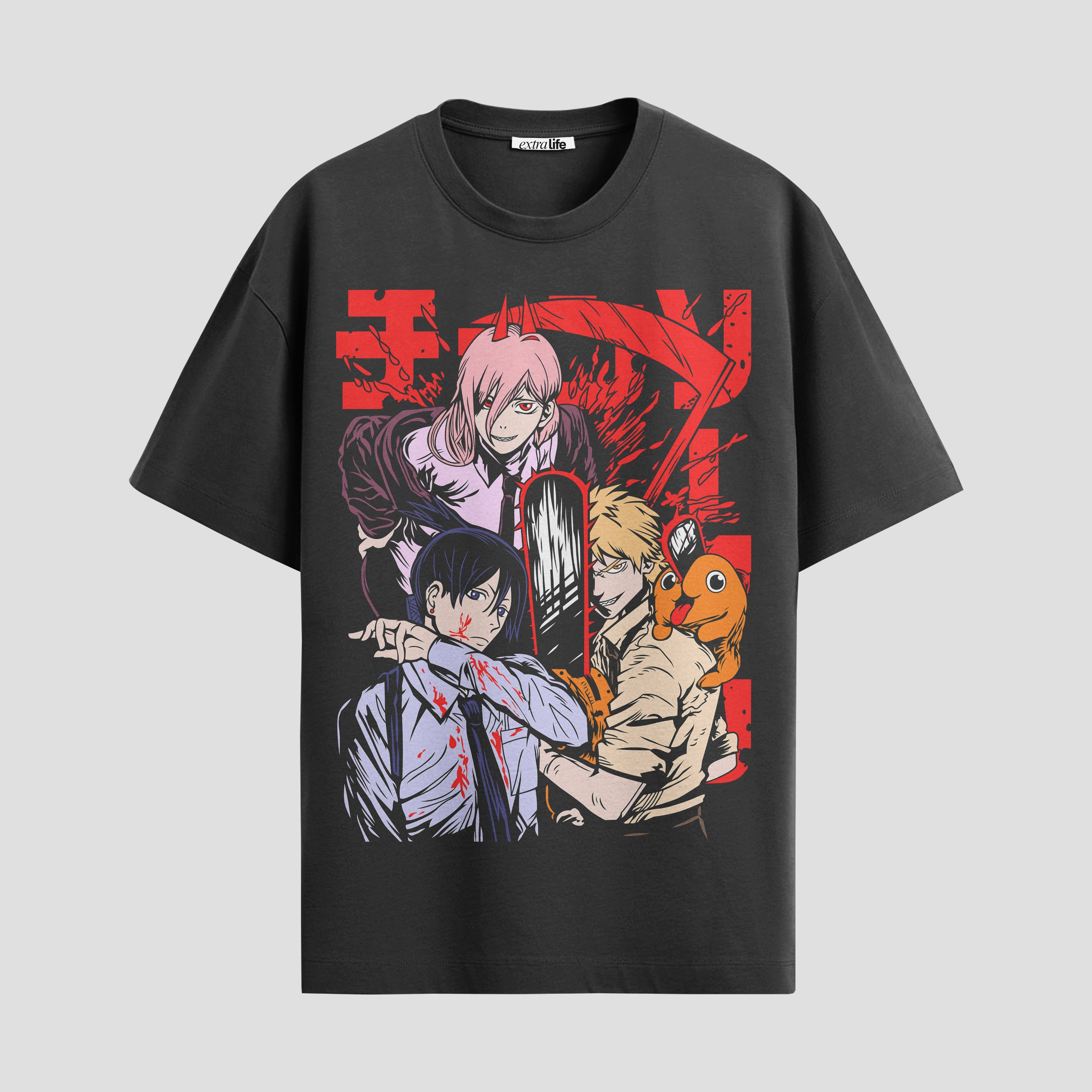 Playera urbana de anime y gaming ExtraLife MX, corte Standard Fit unisex ligero y transpirable en color Deep Black y Pure White, ropa de uso diario para gym y casual.