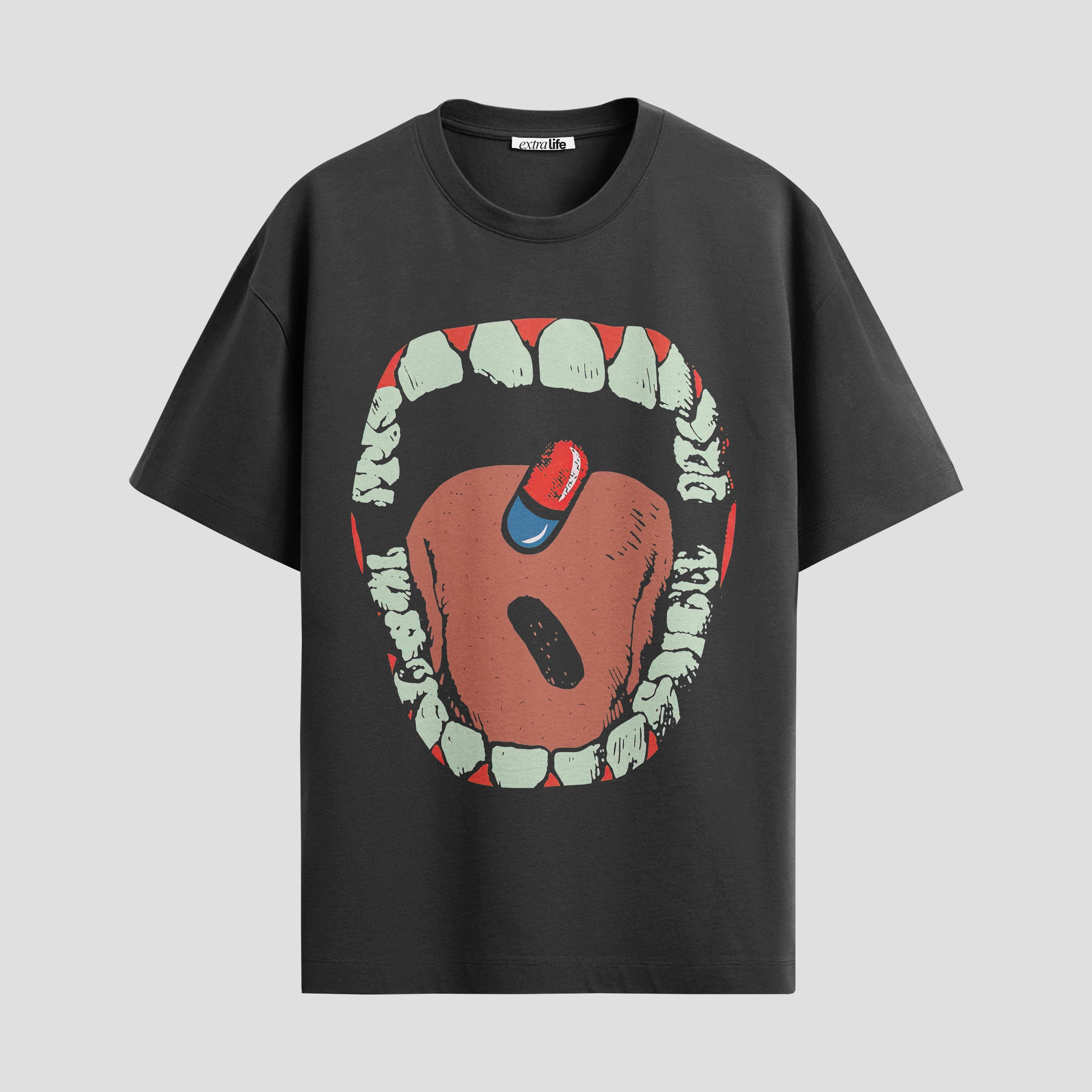 Playera urbana de anime y gaming ExtraLife MX, corte Standard Fit unisex ligero y transpirable en color Deep Black y Pure White, ropa de uso diario para gym y casual.