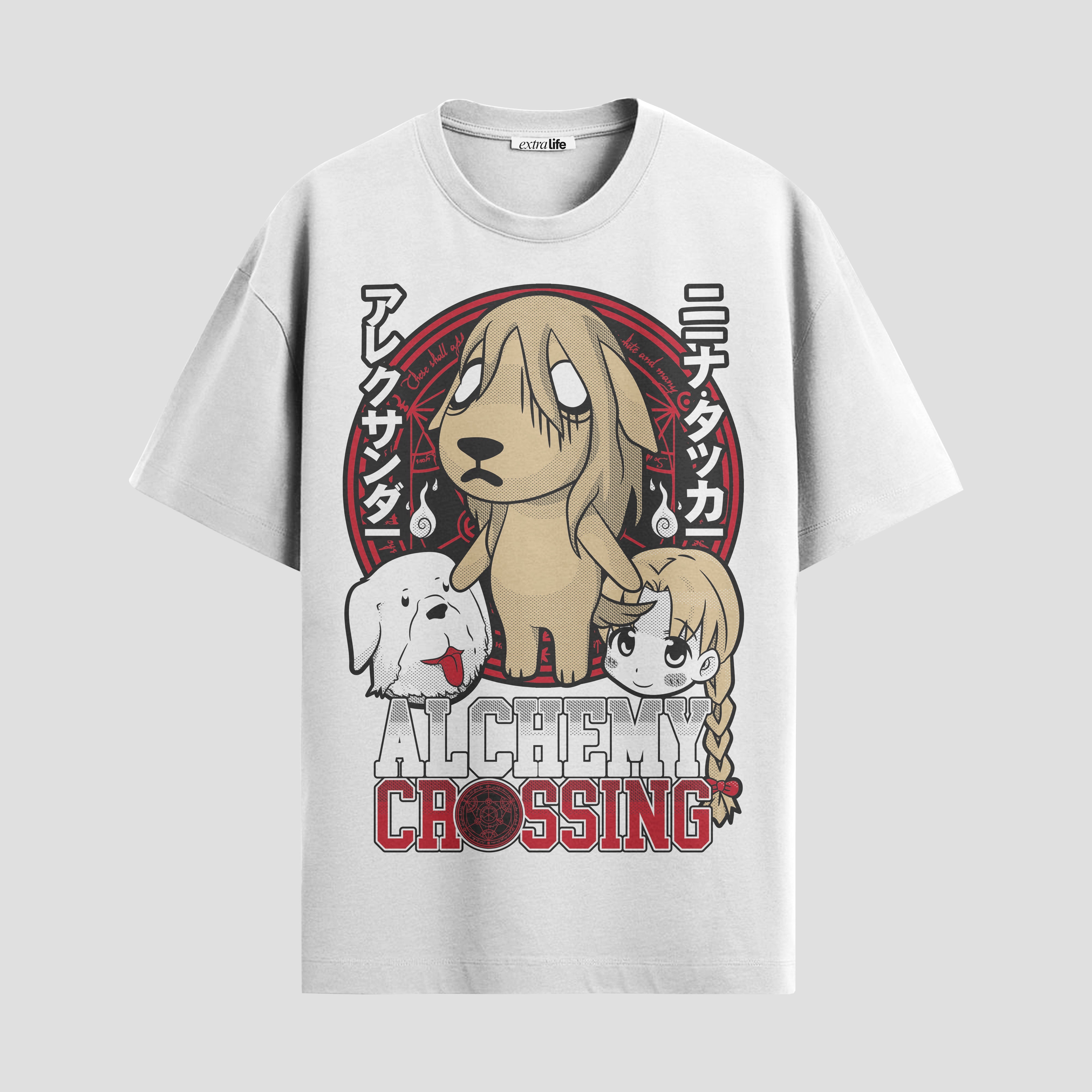 Playera urbana de anime y gaming ExtraLife MX, corte Standard Fit unisex ligero y transpirable en color Deep Black y Pure White, ropa de uso diario para gym y casual.