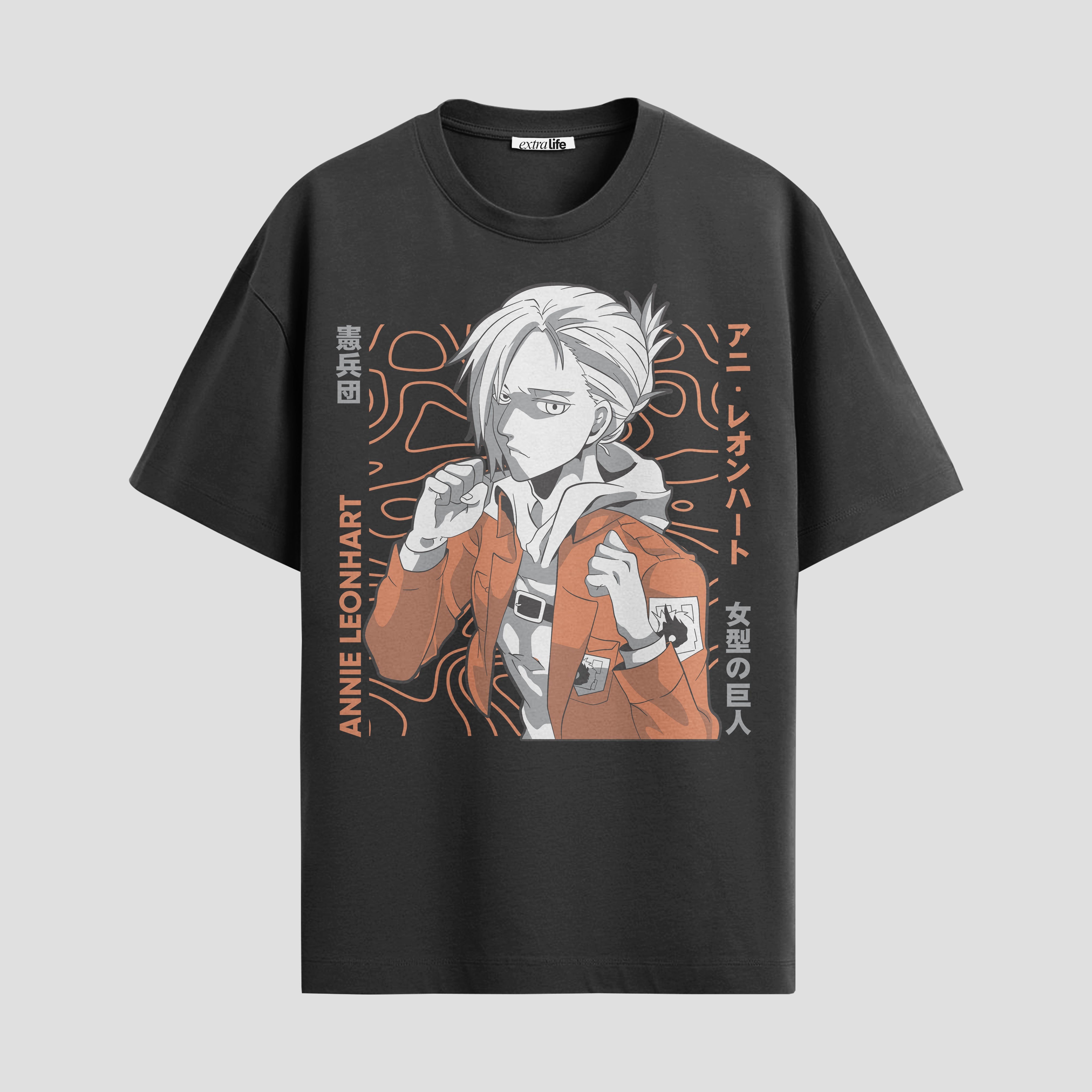 Playera urbana de anime y gaming ExtraLife MX, corte Standard Fit unisex ligero y transpirable en color Deep Black y Pure White, ropa de uso diario para gym y casual.