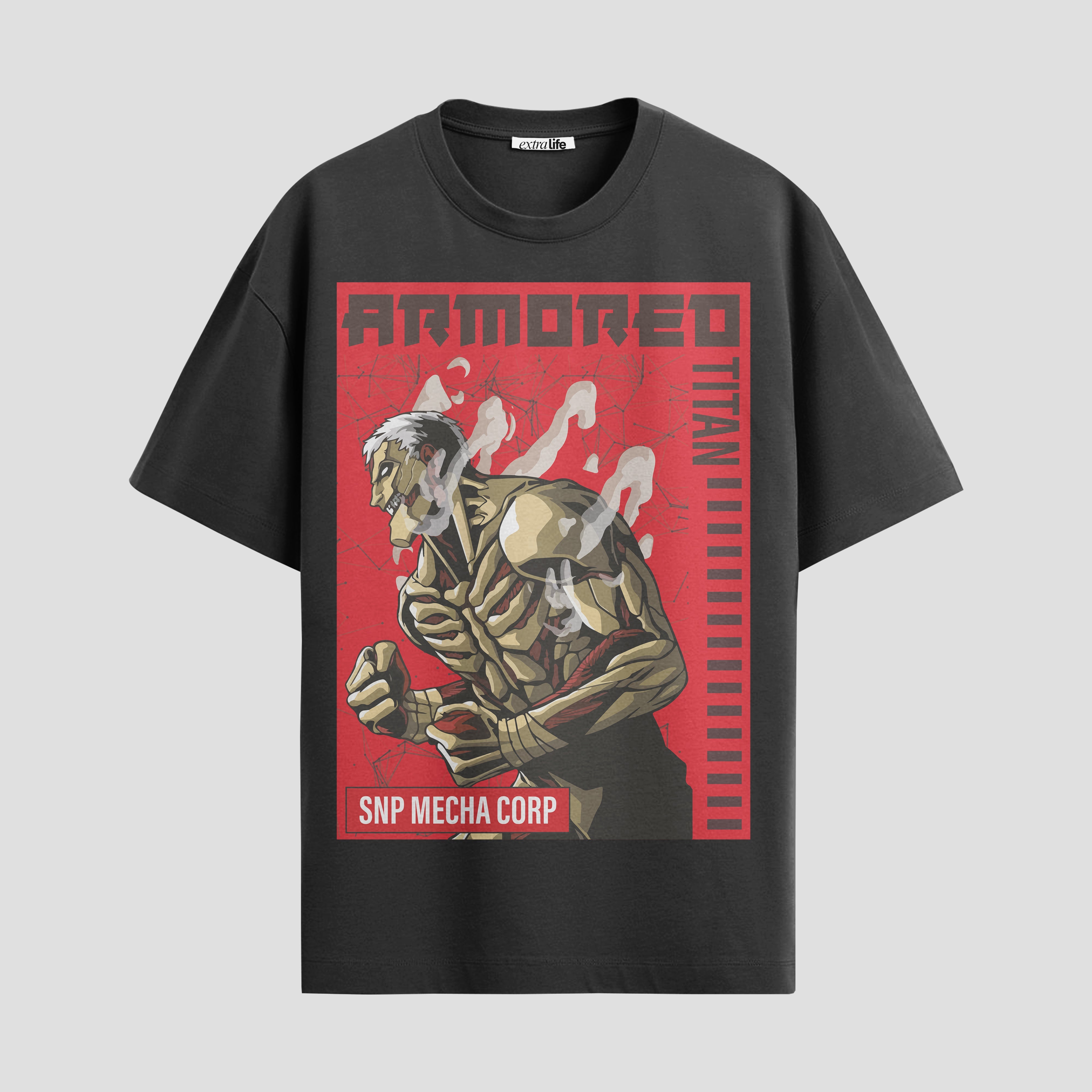 Playera urbana de anime y gaming ExtraLife MX, corte Standard Fit unisex ligero y transpirable en color Deep Black y Pure White, ropa de uso diario para gym y casual.