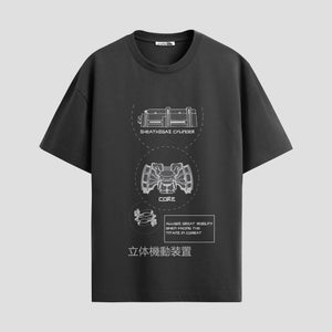 Playera urbana de anime y gaming ExtraLife MX, corte Standard Fit unisex ligero y transpirable en color Deep Black y Pure White, ropa de uso diario para gym y casual.