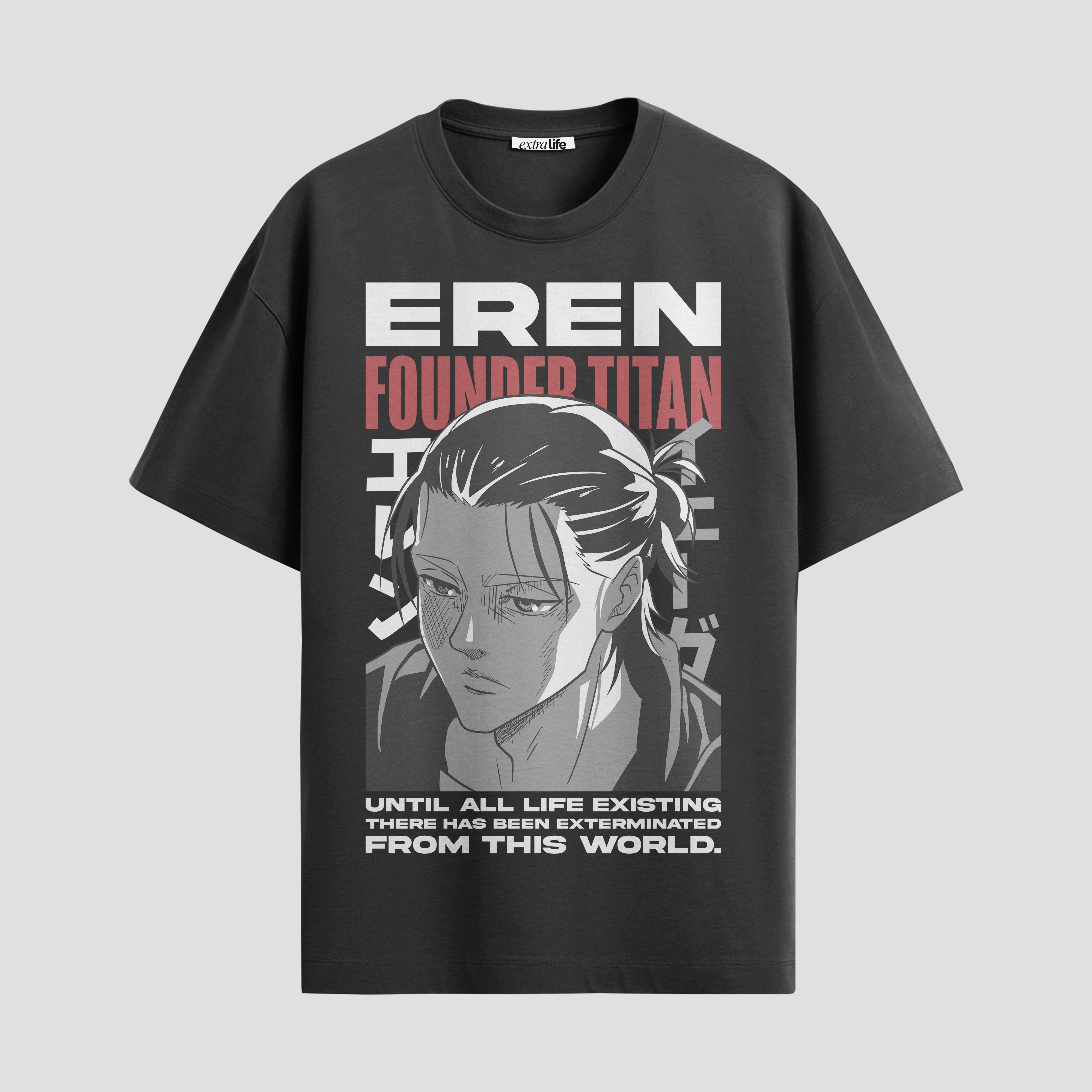 Playera urbana de anime y gaming ExtraLife MX, corte Standard Fit unisex ligero y transpirable en color Deep Black y Pure White, ropa de uso diario para gym y casual.