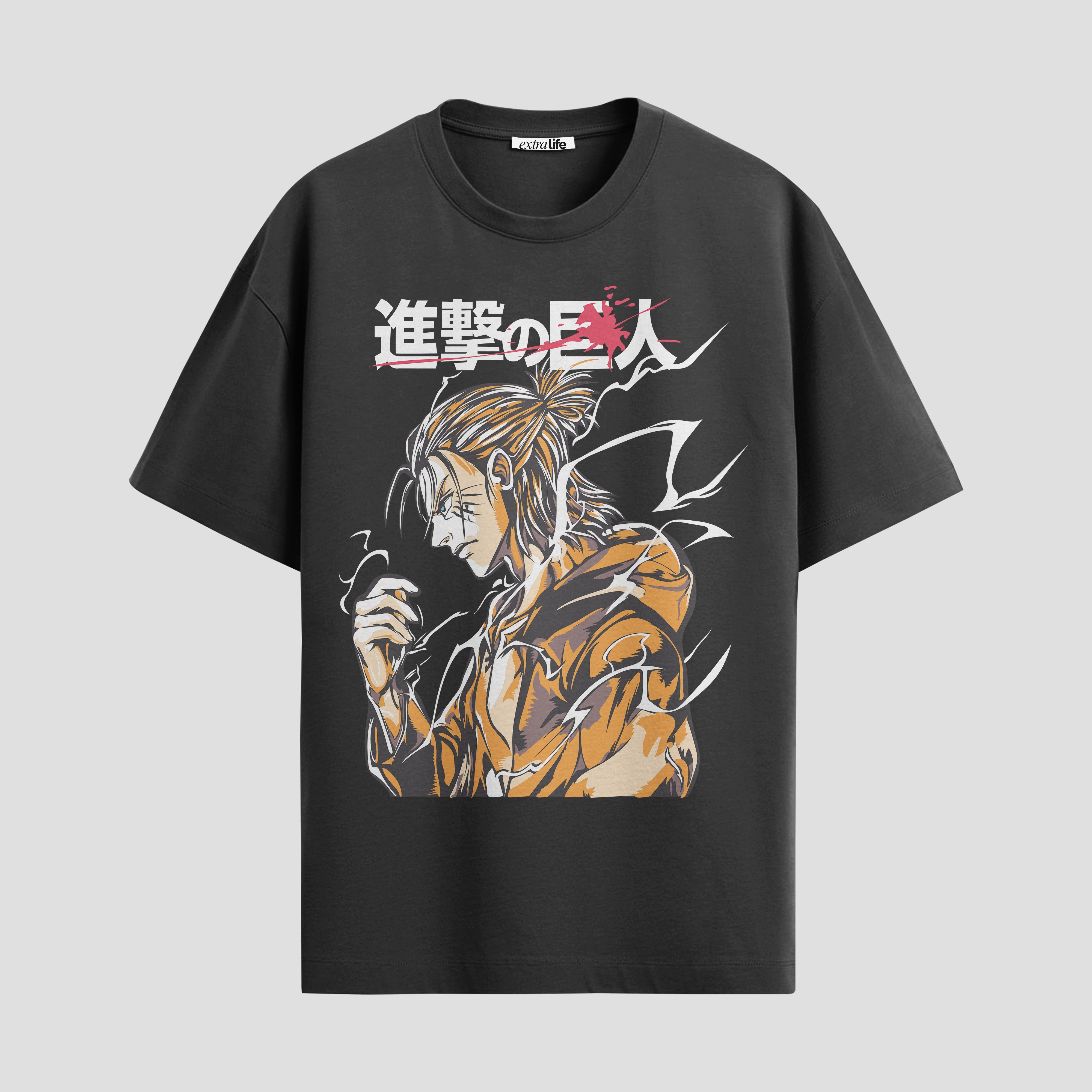 Playera urbana de anime y gaming ExtraLife MX, corte Standard Fit unisex ligero y transpirable en color Deep Black y Pure White, ropa de uso diario para gym y casual.