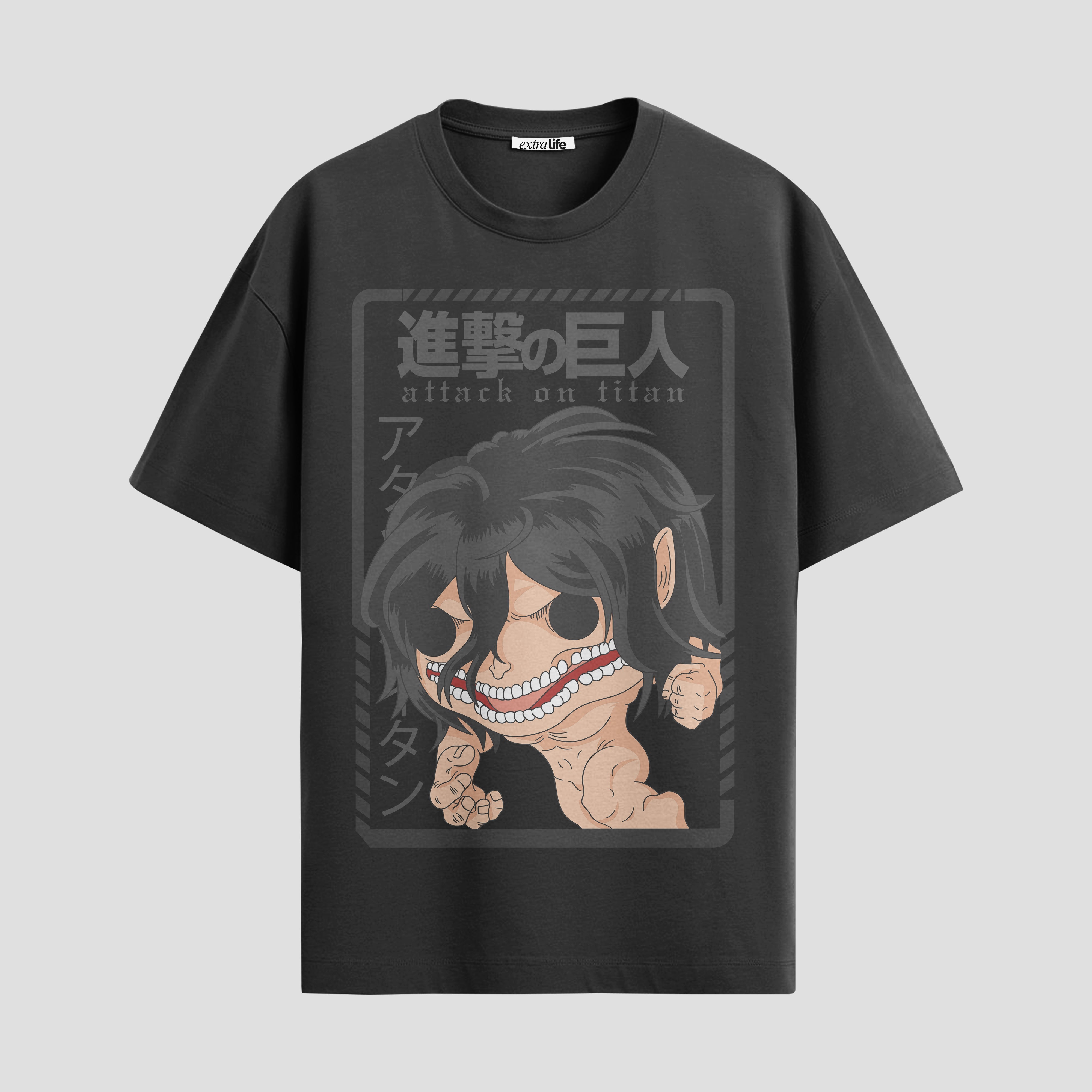 Playera urbana de anime y gaming ExtraLife MX, corte Standard Fit unisex ligero y transpirable en color Deep Black y Pure White, ropa de uso diario para gym y casual.