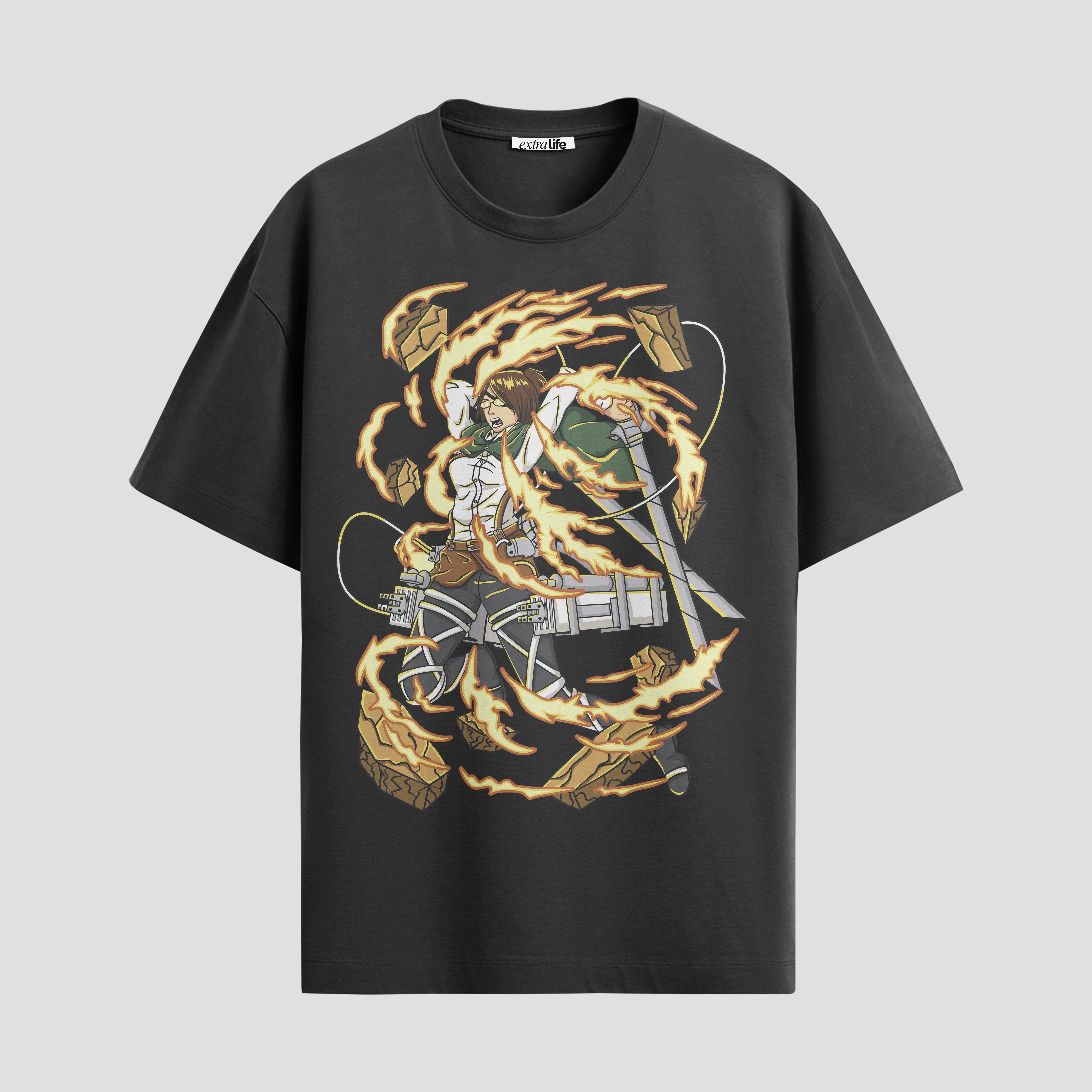 Playera urbana de anime y gaming ExtraLife MX, corte Standard Fit unisex ligero y transpirable en color Deep Black y Pure White, ropa de uso diario para gym y casual.