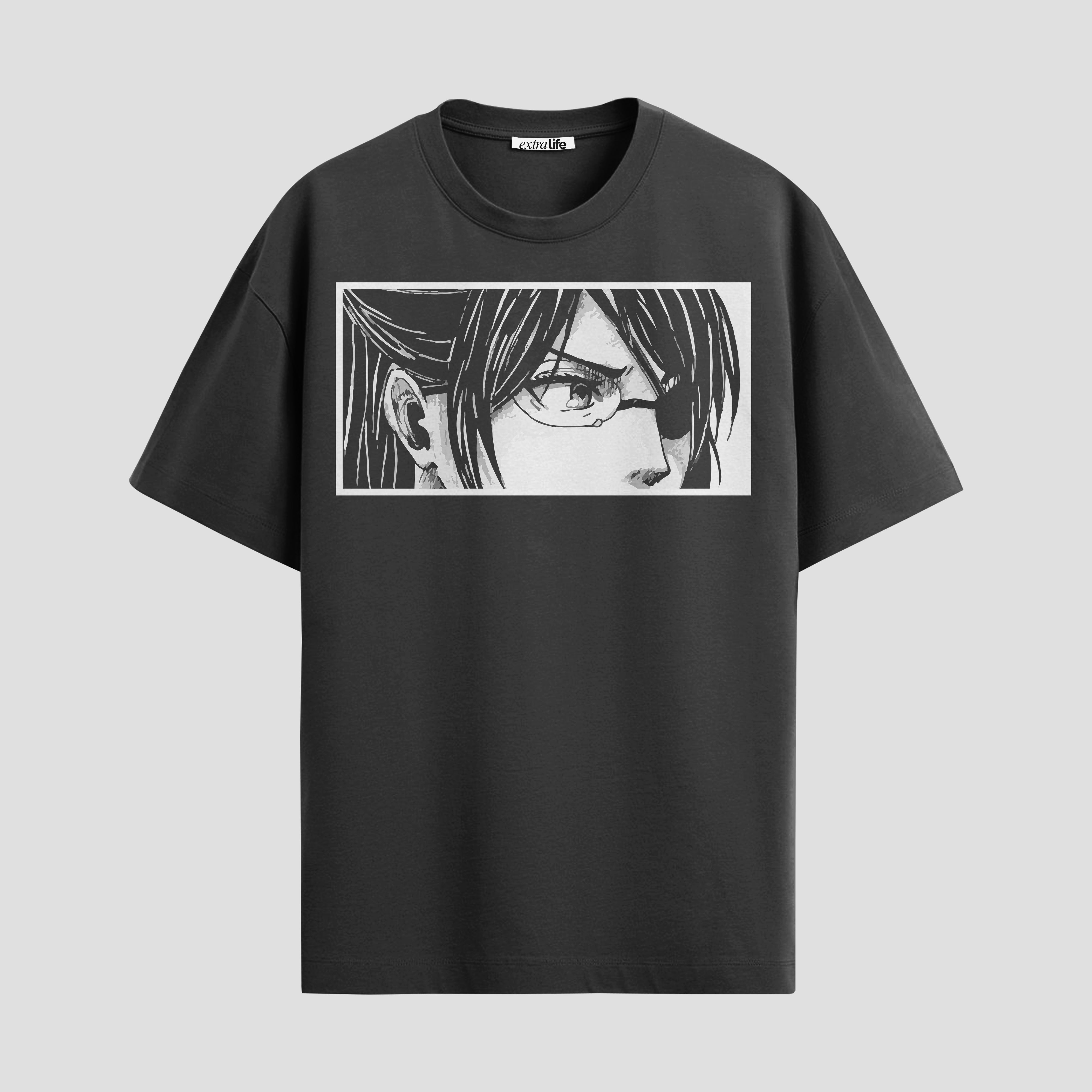Playera urbana de anime y gaming ExtraLife MX, corte Standard Fit unisex ligero y transpirable en color Deep Black y Pure White, ropa de uso diario para gym y casual.