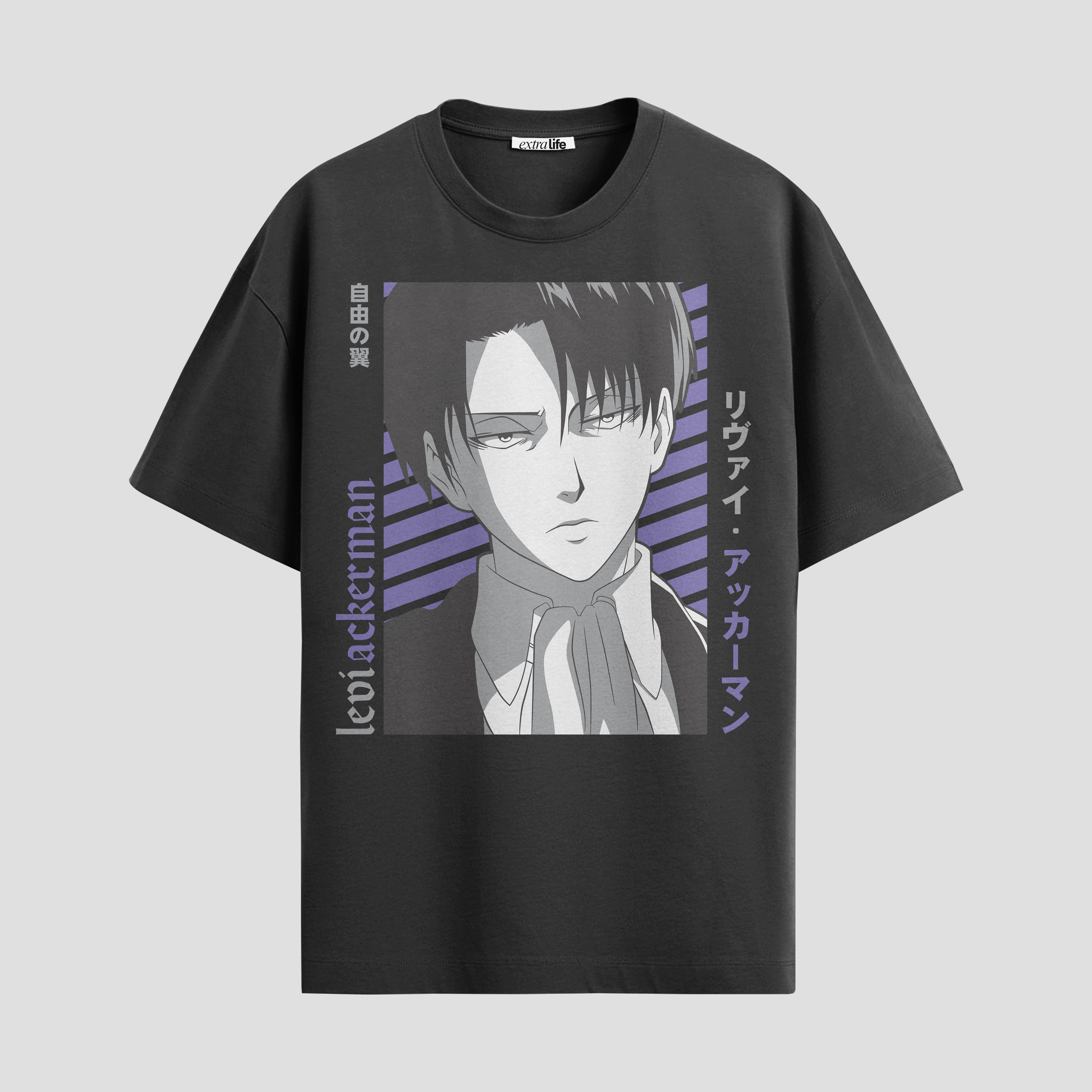 Playera urbana de anime y gaming ExtraLife MX, corte Standard Fit unisex ligero y transpirable en color Deep Black y Pure White, ropa de uso diario para gym y casual.