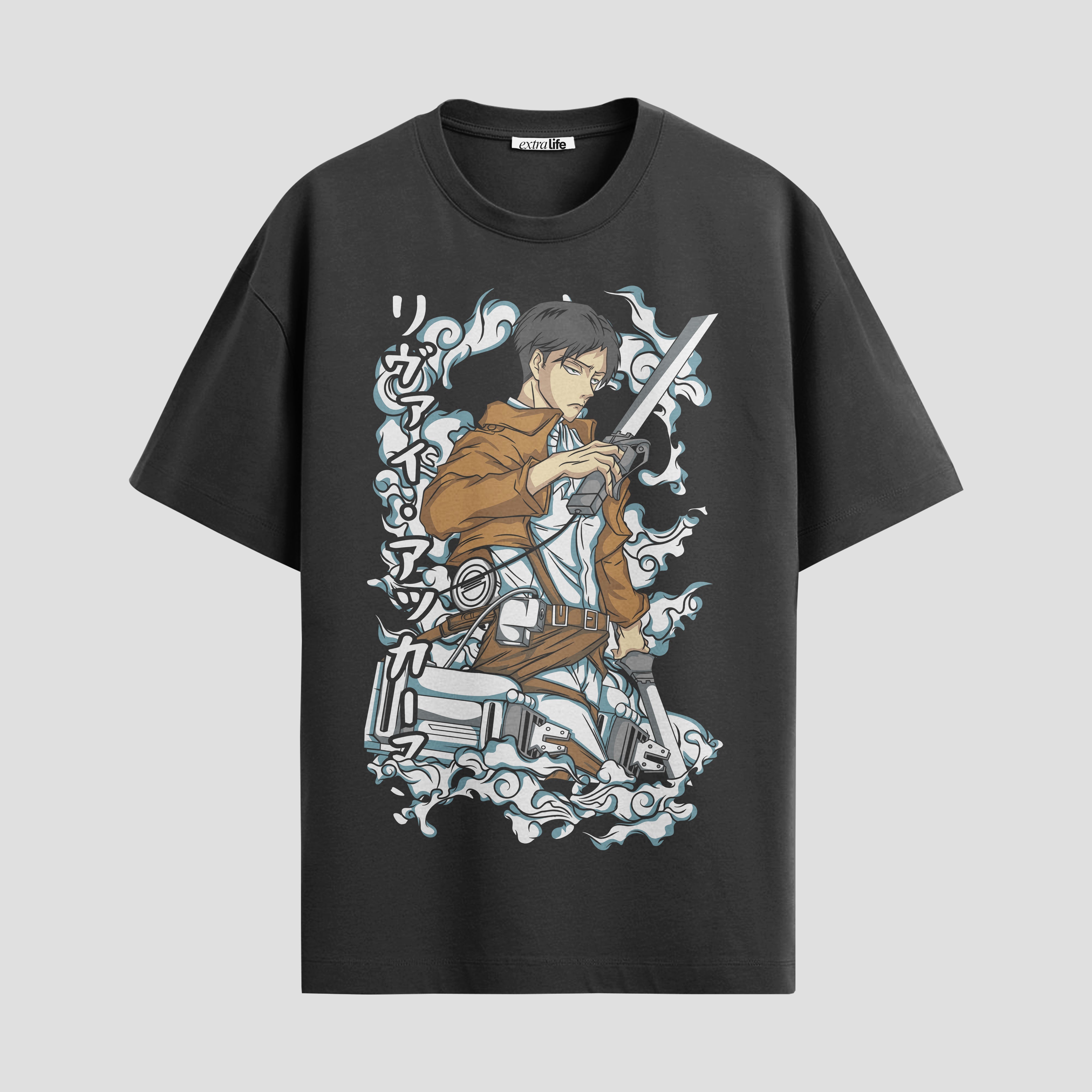 Playera urbana de anime y gaming ExtraLife MX, corte Standard Fit unisex ligero y transpirable en color Deep Black y Pure White, ropa de uso diario para gym y casual.