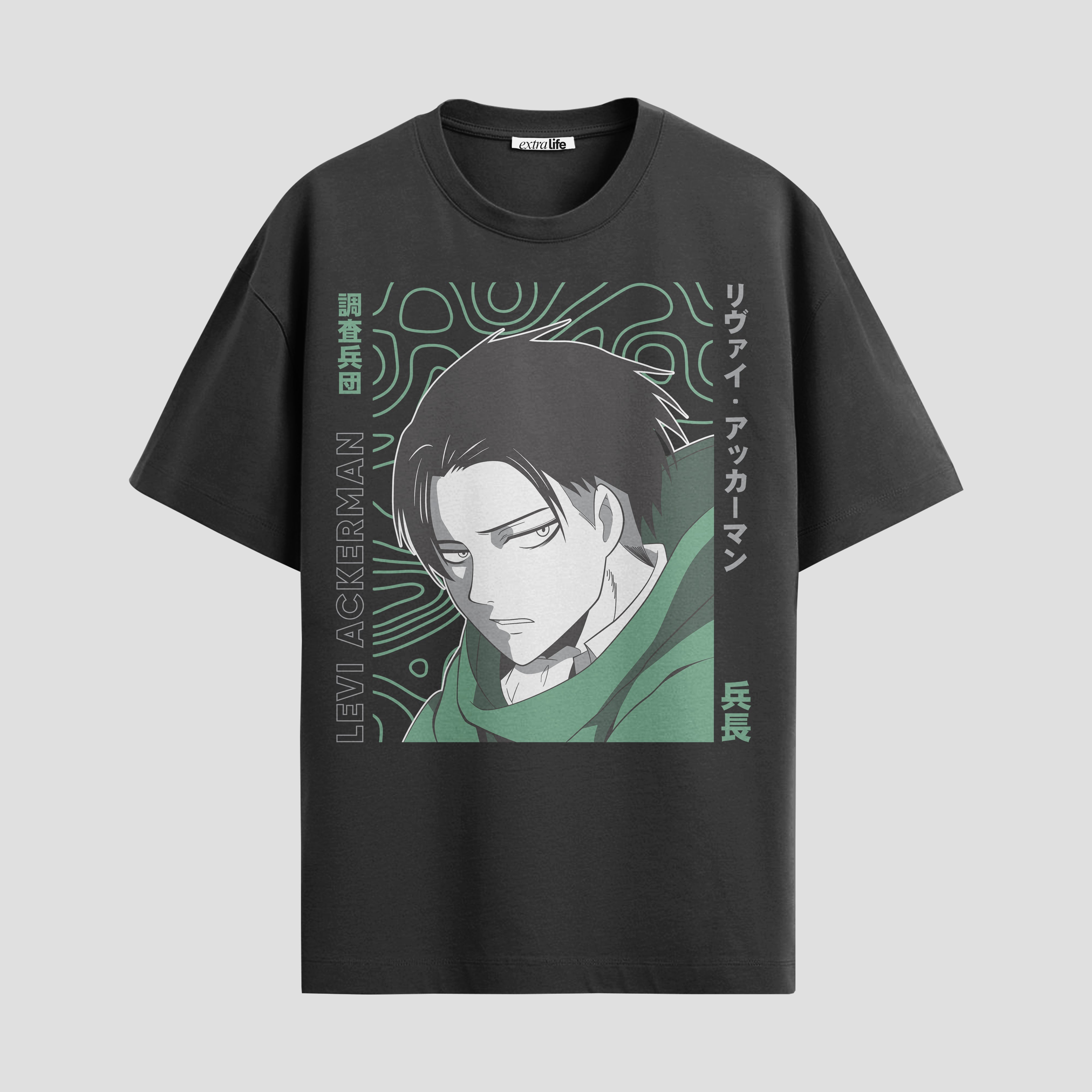 Playera urbana de anime y gaming ExtraLife MX, corte Standard Fit unisex ligero y transpirable en color Deep Black y Pure White, ropa de uso diario para gym y casual.
