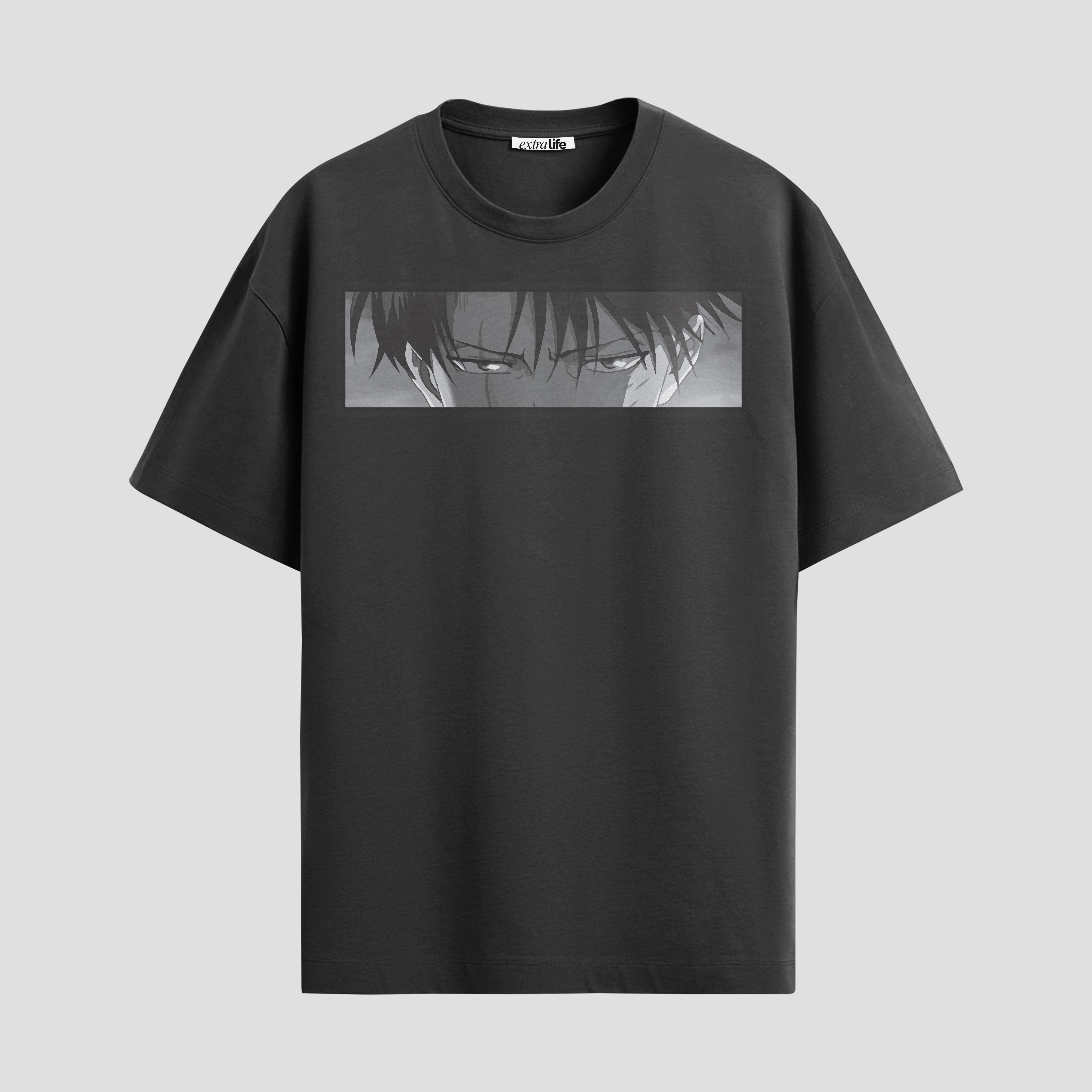 Playera urbana de anime y gaming ExtraLife MX, corte Standard Fit unisex ligero y transpirable en color Deep Black y Pure White, ropa de uso diario para gym y casual.