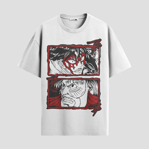 Playera urbana de anime y gaming ExtraLife MX, corte Standard Fit unisex ligero y transpirable en color Deep Black y Pure White, ropa de uso diario para gym y casual.