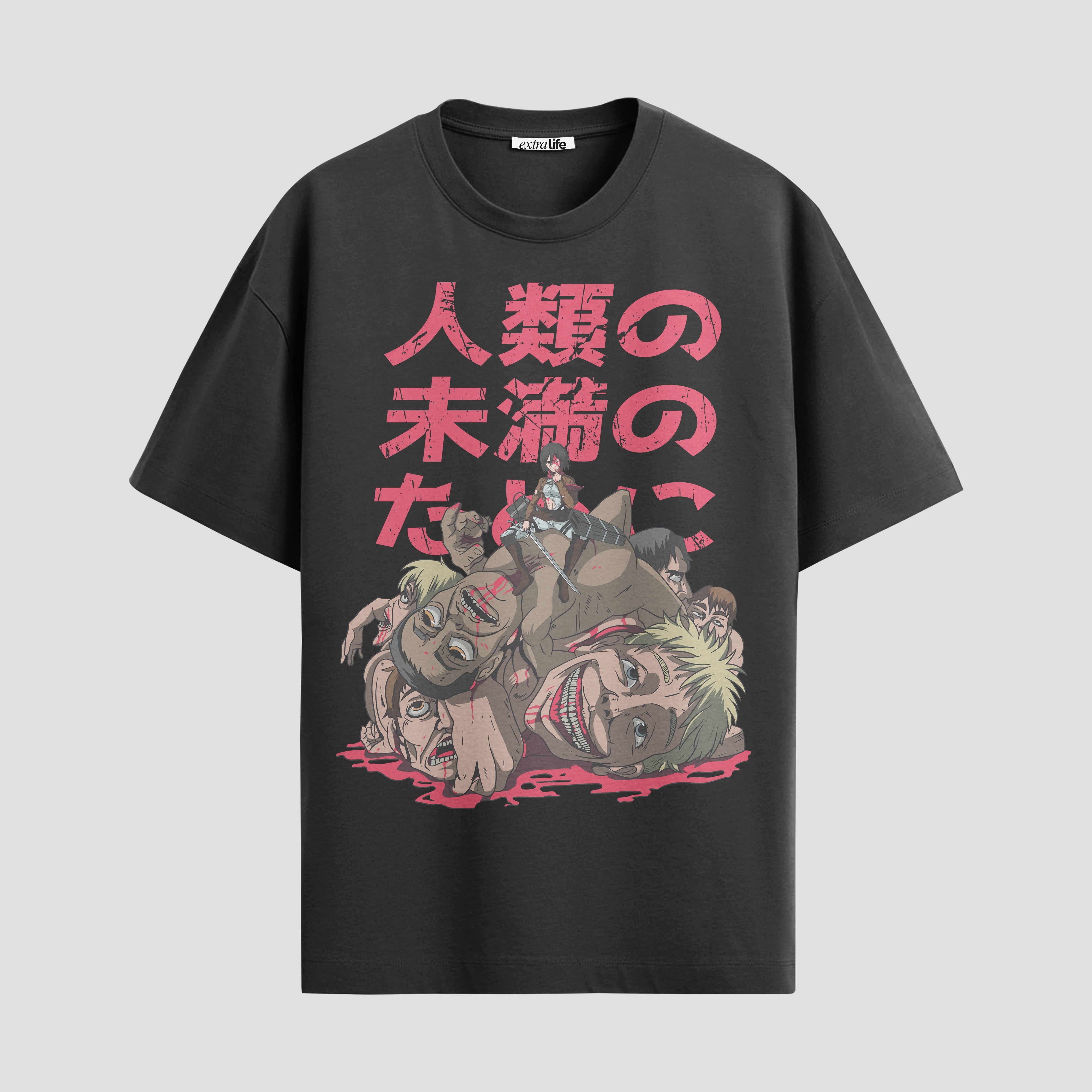 Playera urbana de anime y gaming ExtraLife MX, corte Standard Fit unisex ligero y transpirable en color Deep Black y Pure White, ropa de uso diario para gym y casual.