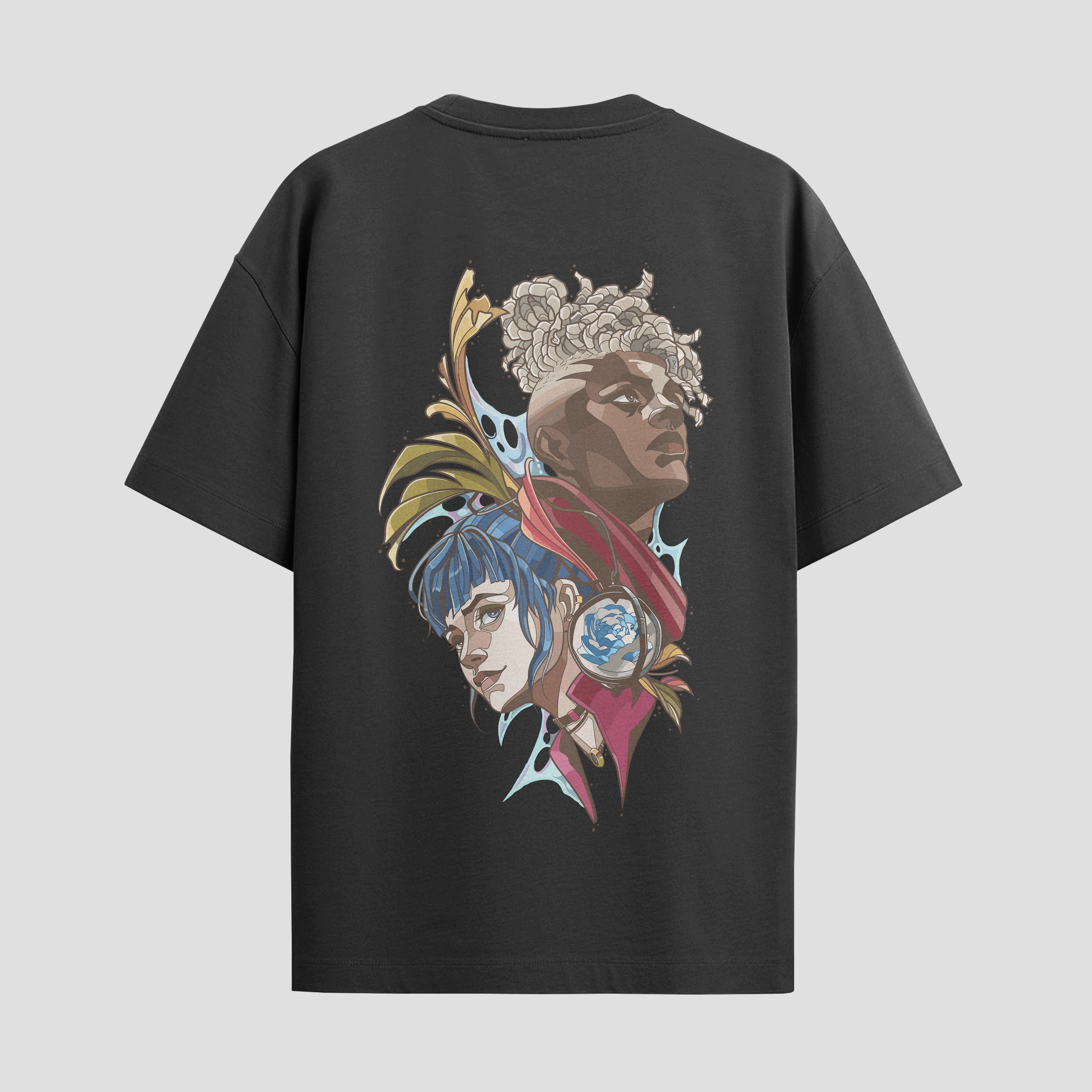 Playera urbana de anime y gaming ExtraLife MX, corte Standard Fit unisex ligero y transpirable en color Deep Black y Pure White, ropa de uso diario para gym y casual.