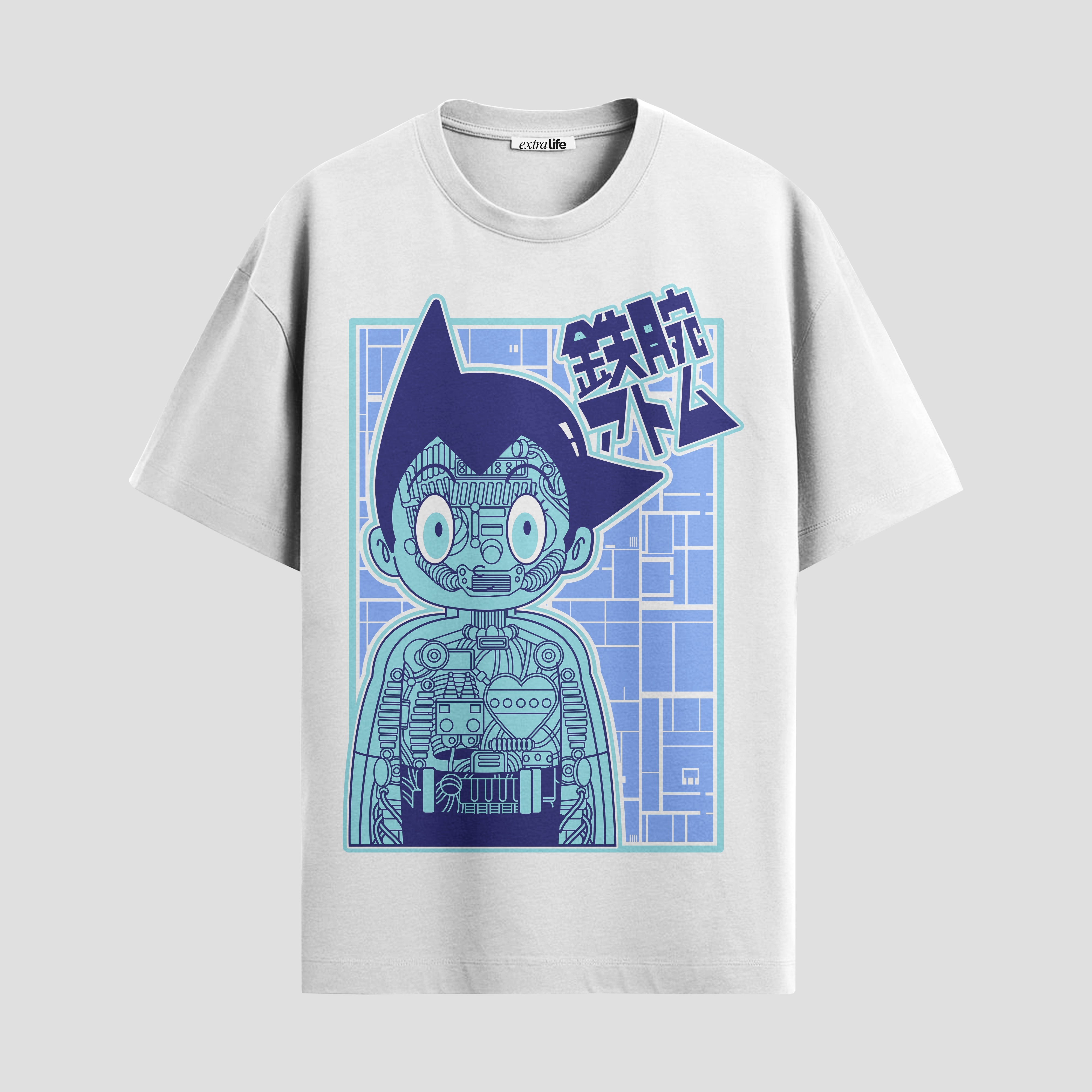 Playera urbana de anime y gaming ExtraLife MX, corte Standard Fit unisex ligero y transpirable en color Deep Black y Pure White, ropa de uso diario para gym y casual.