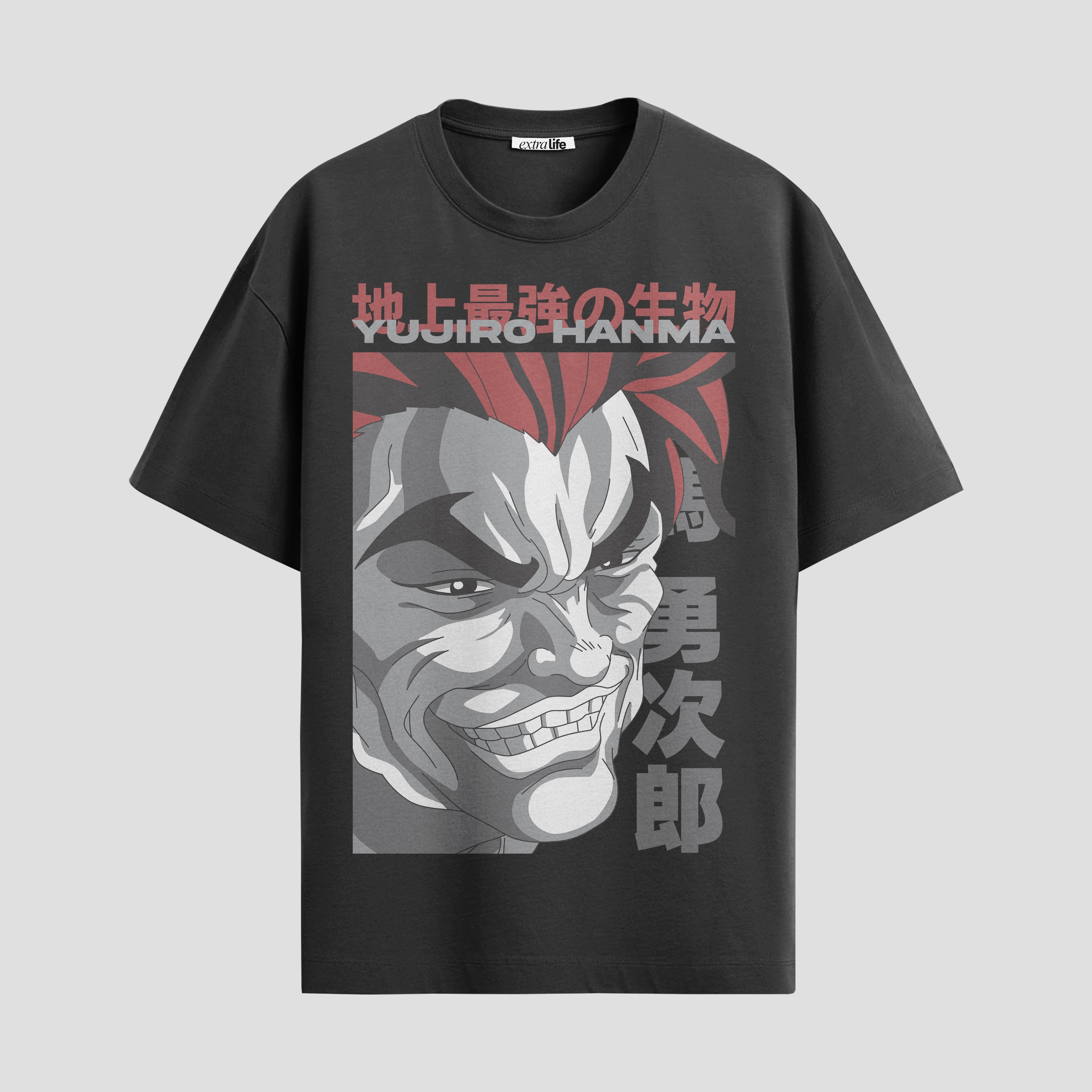 Playera urbana de anime y gaming ExtraLife MX, corte Standard Fit unisex ligero y transpirable en color Deep Black y Pure White, ropa de uso diario para gym y casual.