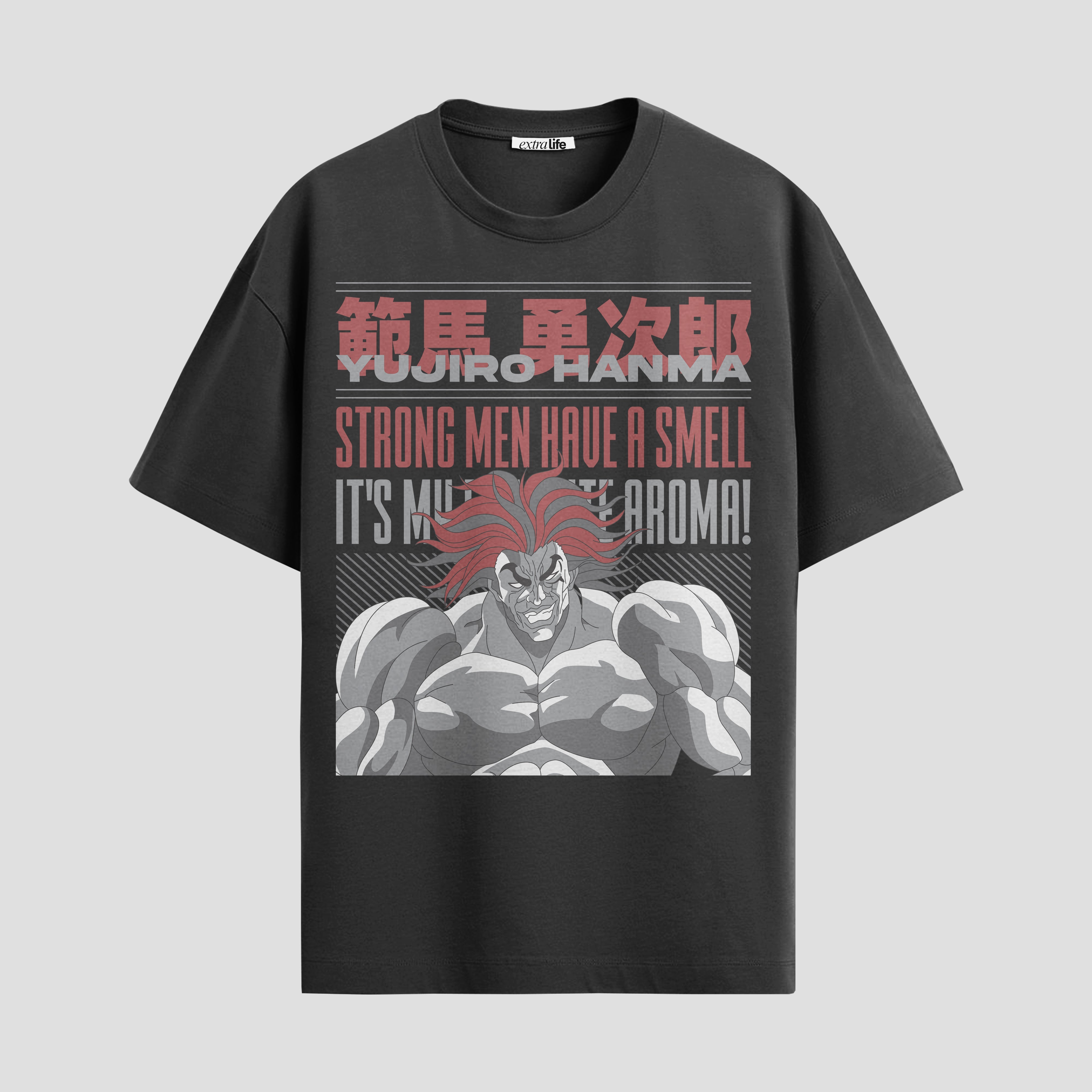 Playera urbana de anime y gaming ExtraLife MX, corte Standard Fit unisex ligero y transpirable en color Deep Black y Pure White, ropa de uso diario para gym y casual.