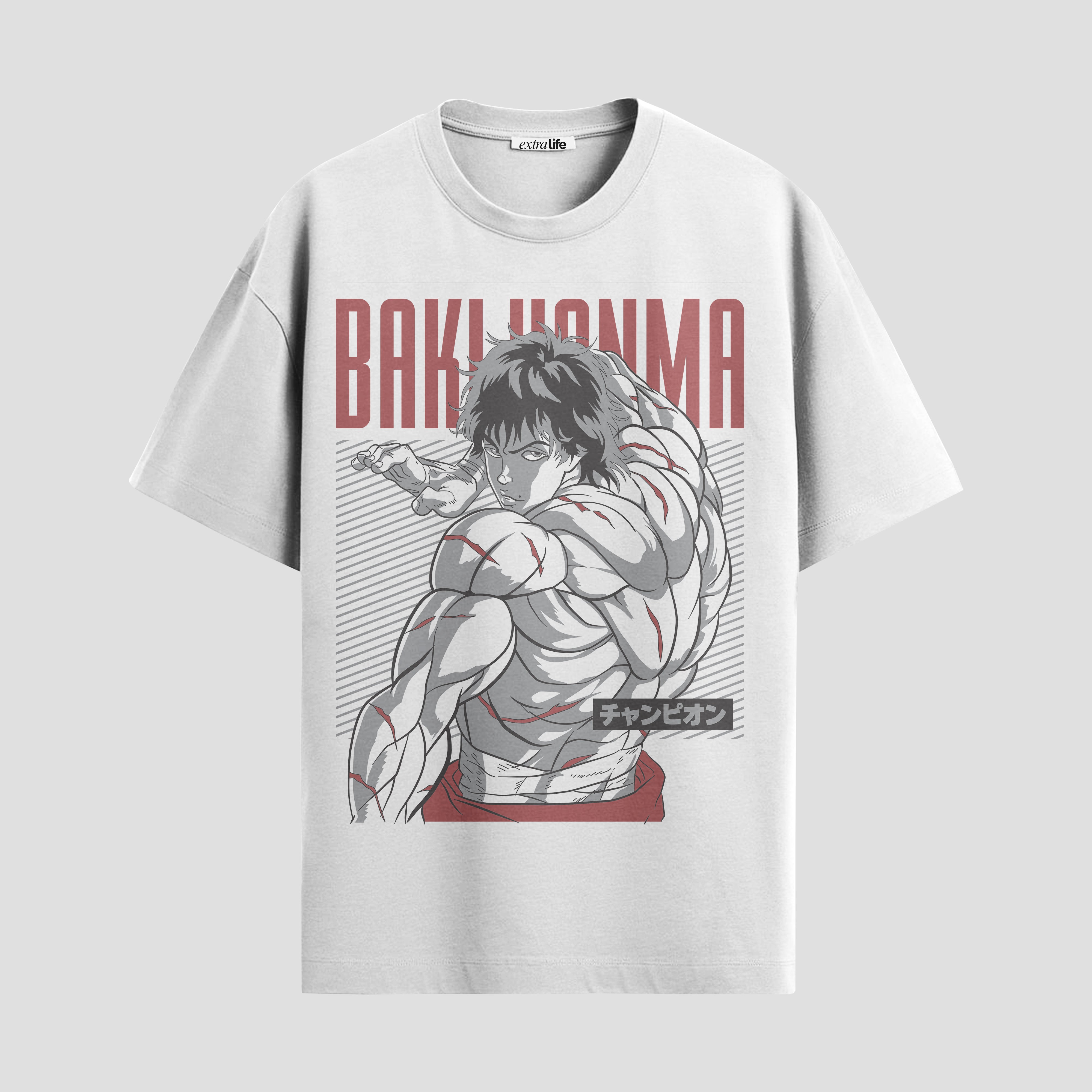 Playera urbana de anime y gaming ExtraLife MX, corte Standard Fit unisex ligero y transpirable en color Deep Black y Pure White, ropa de uso diario para gym y casual.