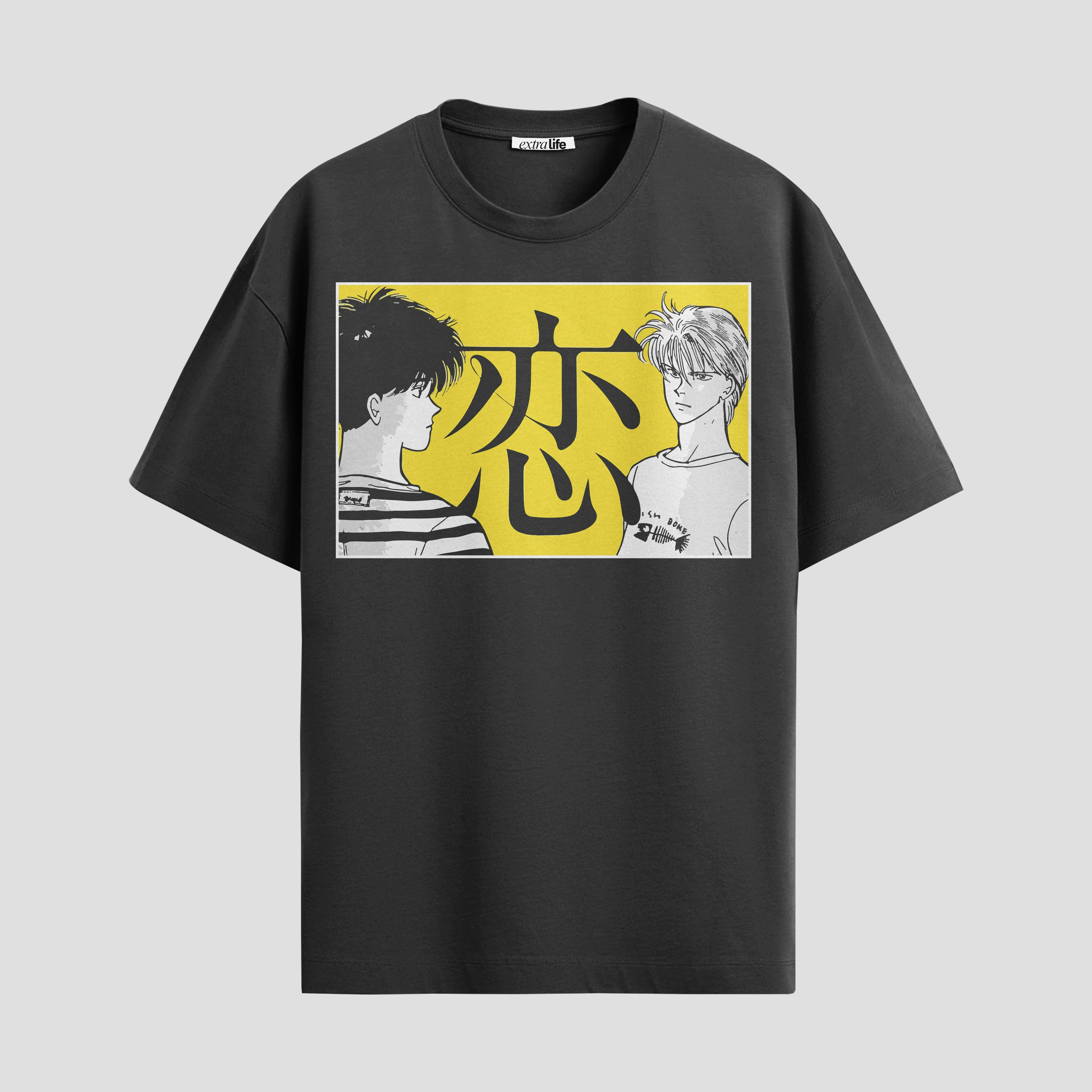 Playera urbana de anime y gaming ExtraLife MX, corte Standard Fit unisex ligero y transpirable en color Deep Black y Pure White, ropa de uso diario para gym y casual.
