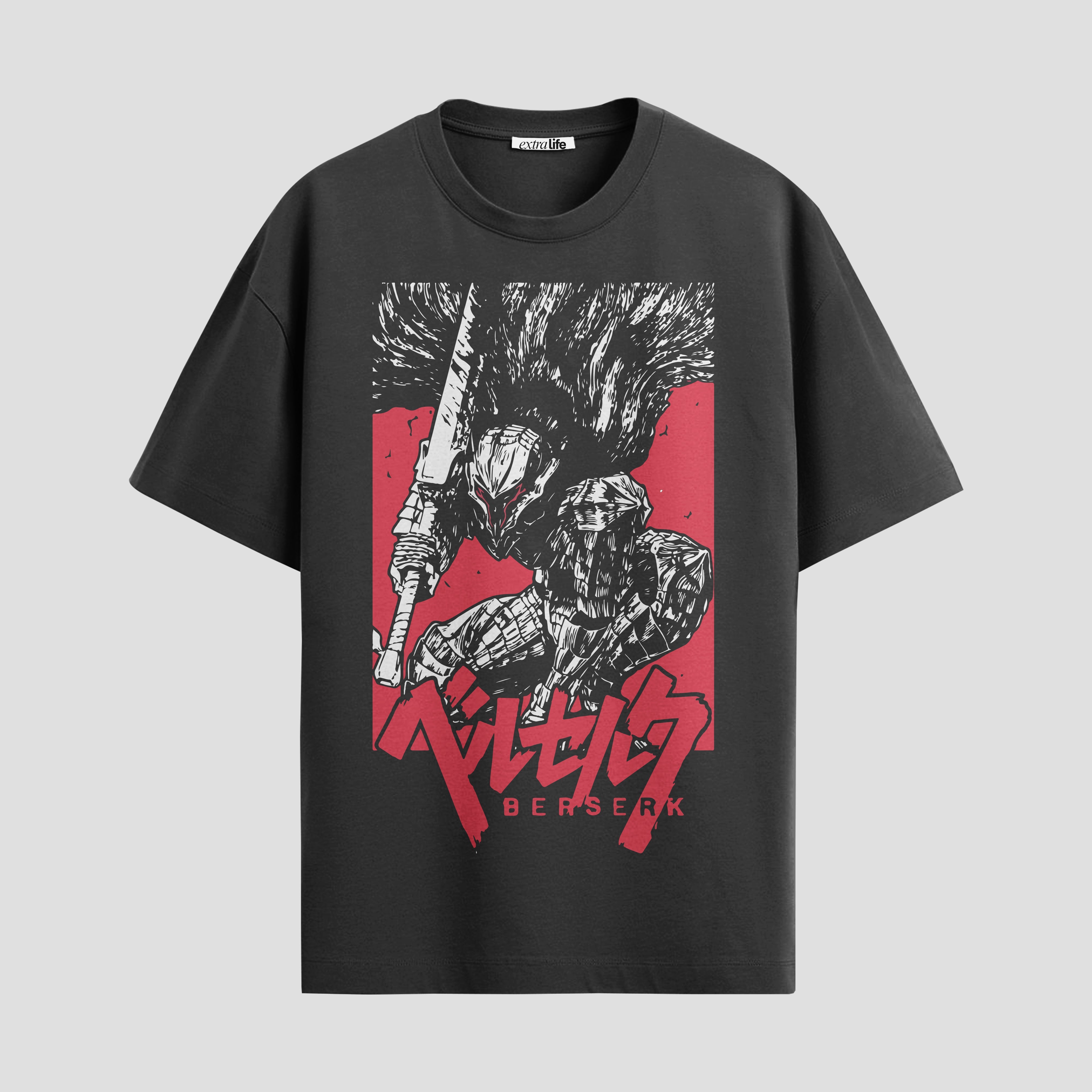 Playera urbana de anime y gaming ExtraLife MX, corte Standard Fit unisex ligero y transpirable en color Deep Black y Pure White, ropa de uso diario para gym y casual.