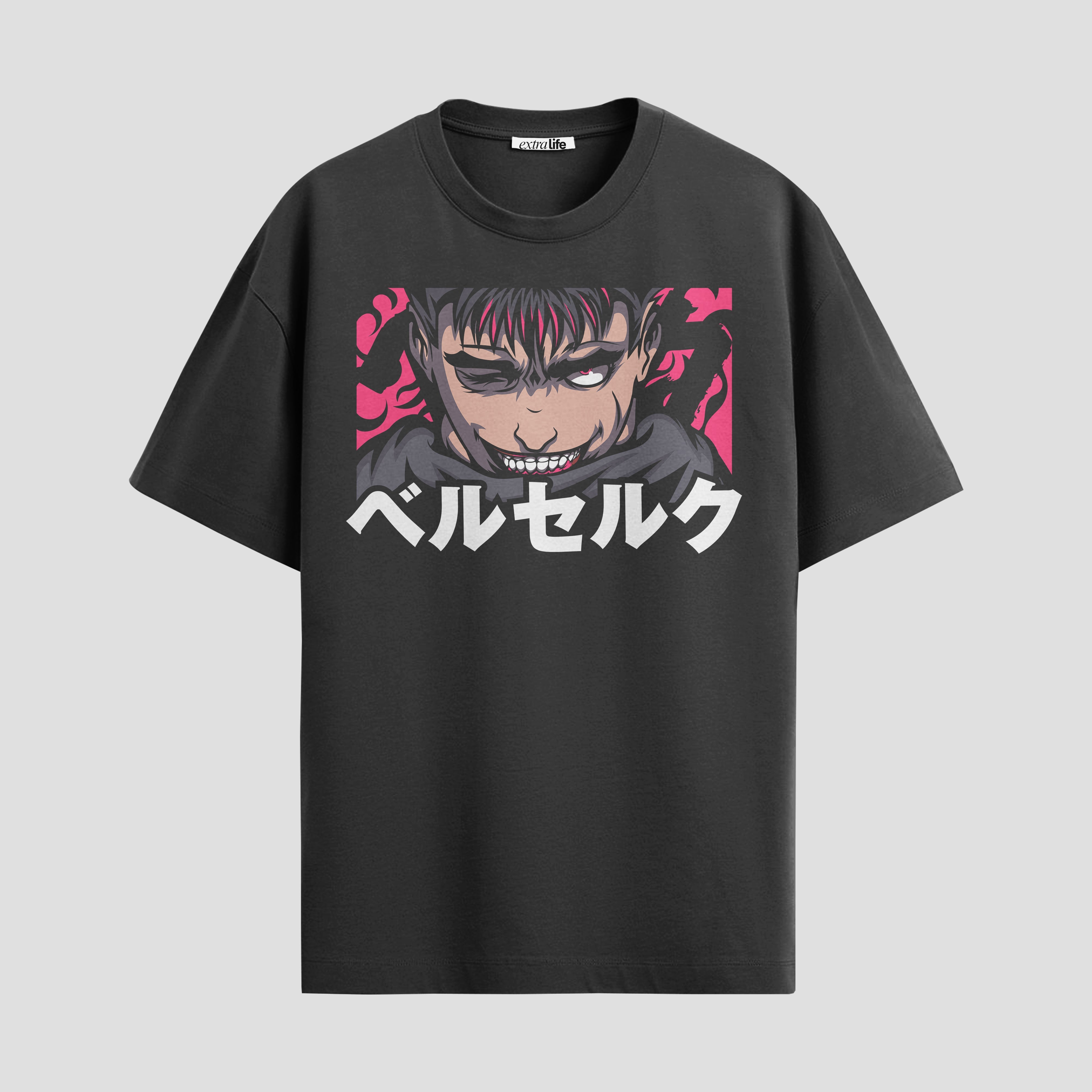 Playera urbana de anime y gaming ExtraLife MX, corte Standard Fit unisex ligero y transpirable en color Deep Black y Pure White, ropa de uso diario para gym y casual.