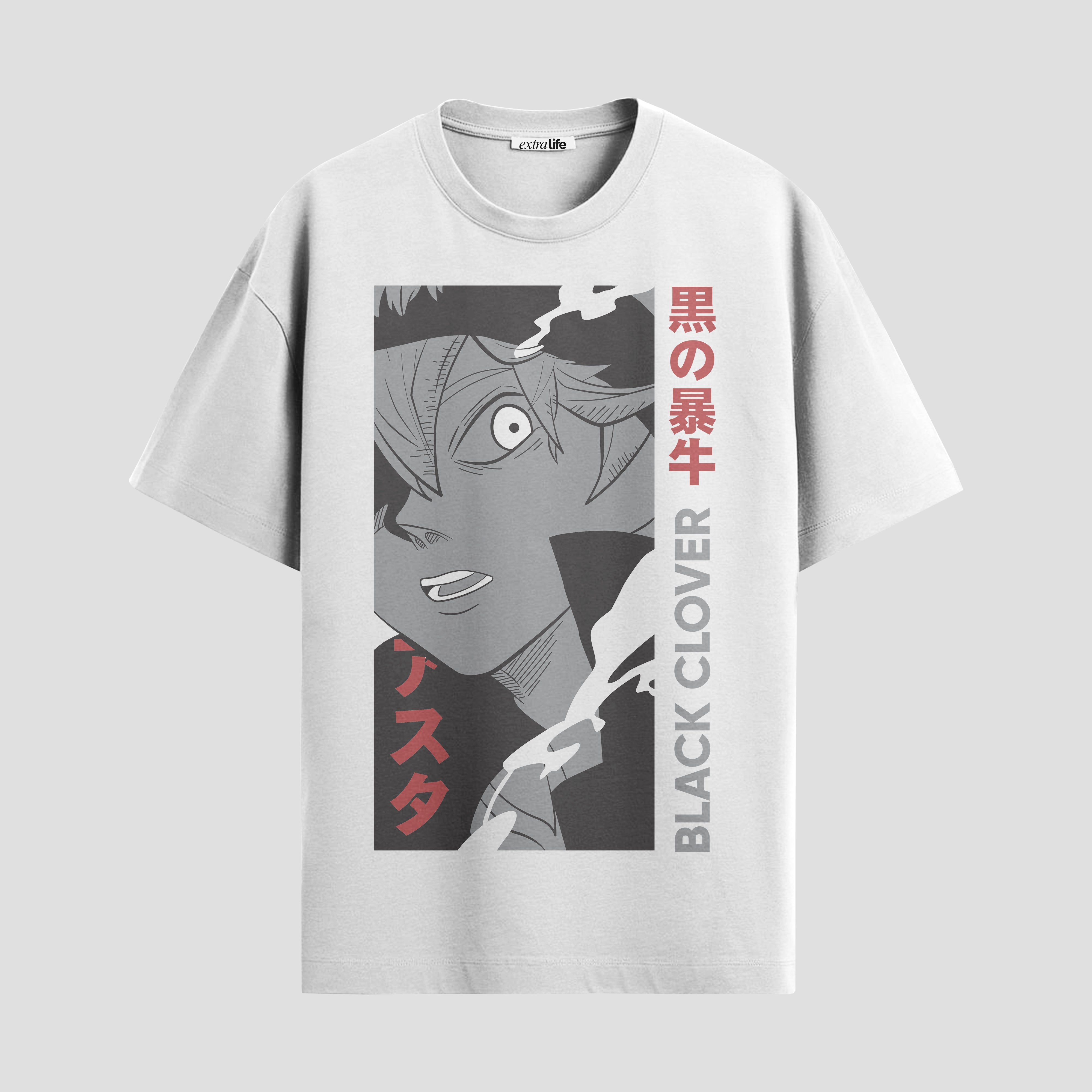 Playera urbana de anime y gaming ExtraLife MX, corte Standard Fit unisex ligero y transpirable en color Deep Black y Pure White, ropa de uso diario para gym y casual.