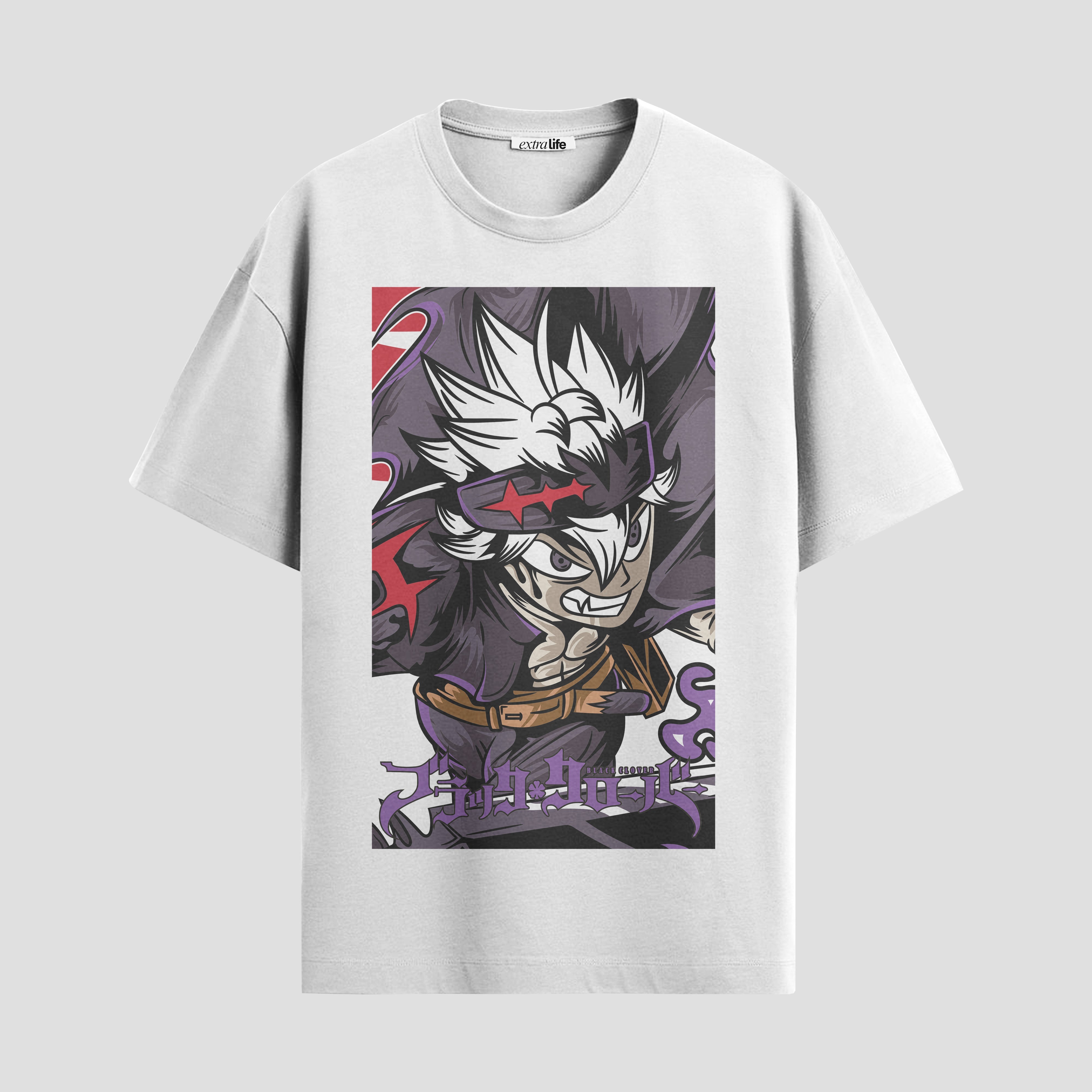 Playera urbana de anime y gaming ExtraLife MX, corte Standard Fit unisex ligero y transpirable en color Deep Black y Pure White, ropa de uso diario para gym y casual.