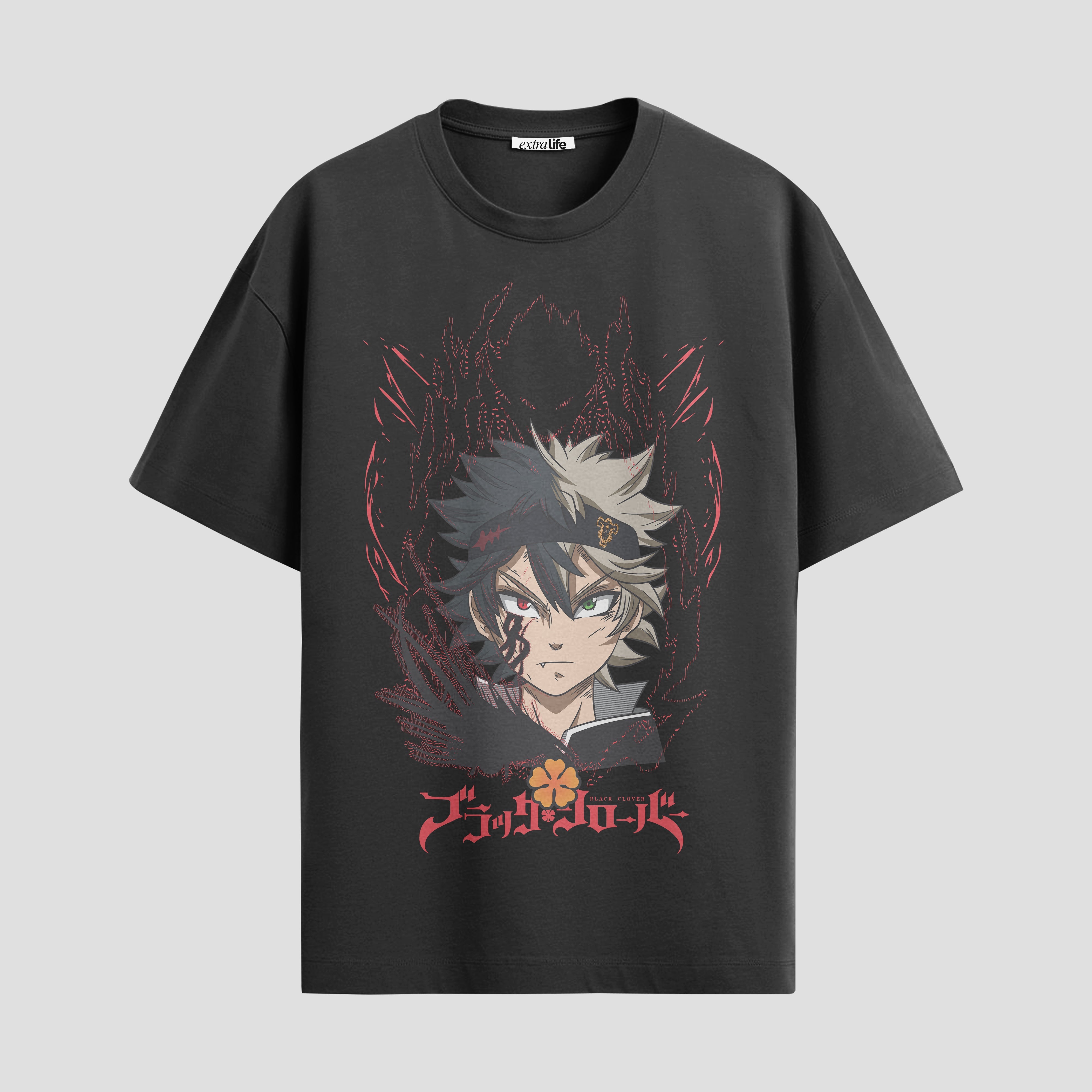 Playera urbana de anime y gaming ExtraLife MX, corte Standard Fit unisex ligero y transpirable en color Deep Black y Pure White, ropa de uso diario para gym y casual.
