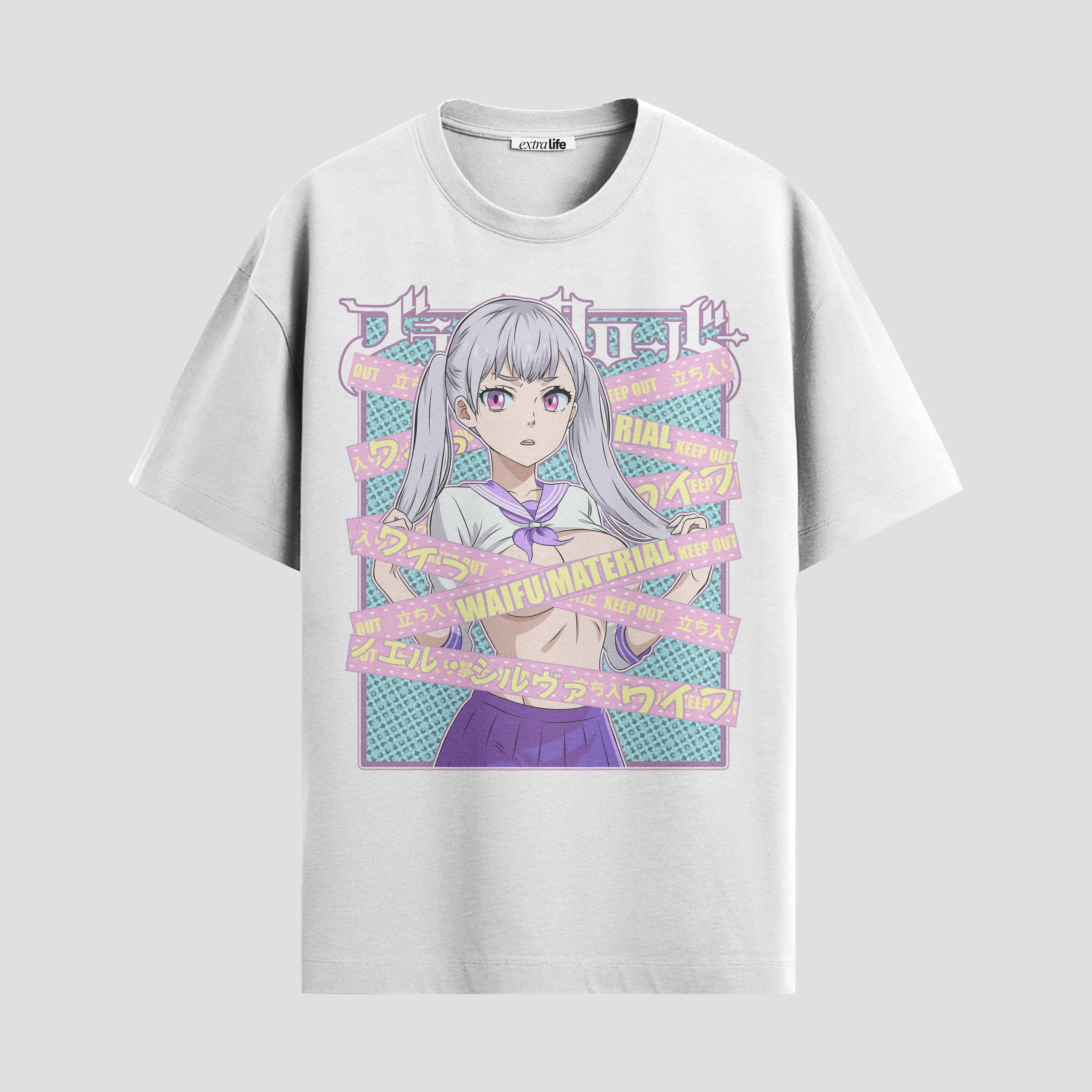 Playera urbana de anime y gaming ExtraLife MX, corte Standard Fit unisex ligero y transpirable en color Deep Black y Pure White, ropa de uso diario para gym y casual.