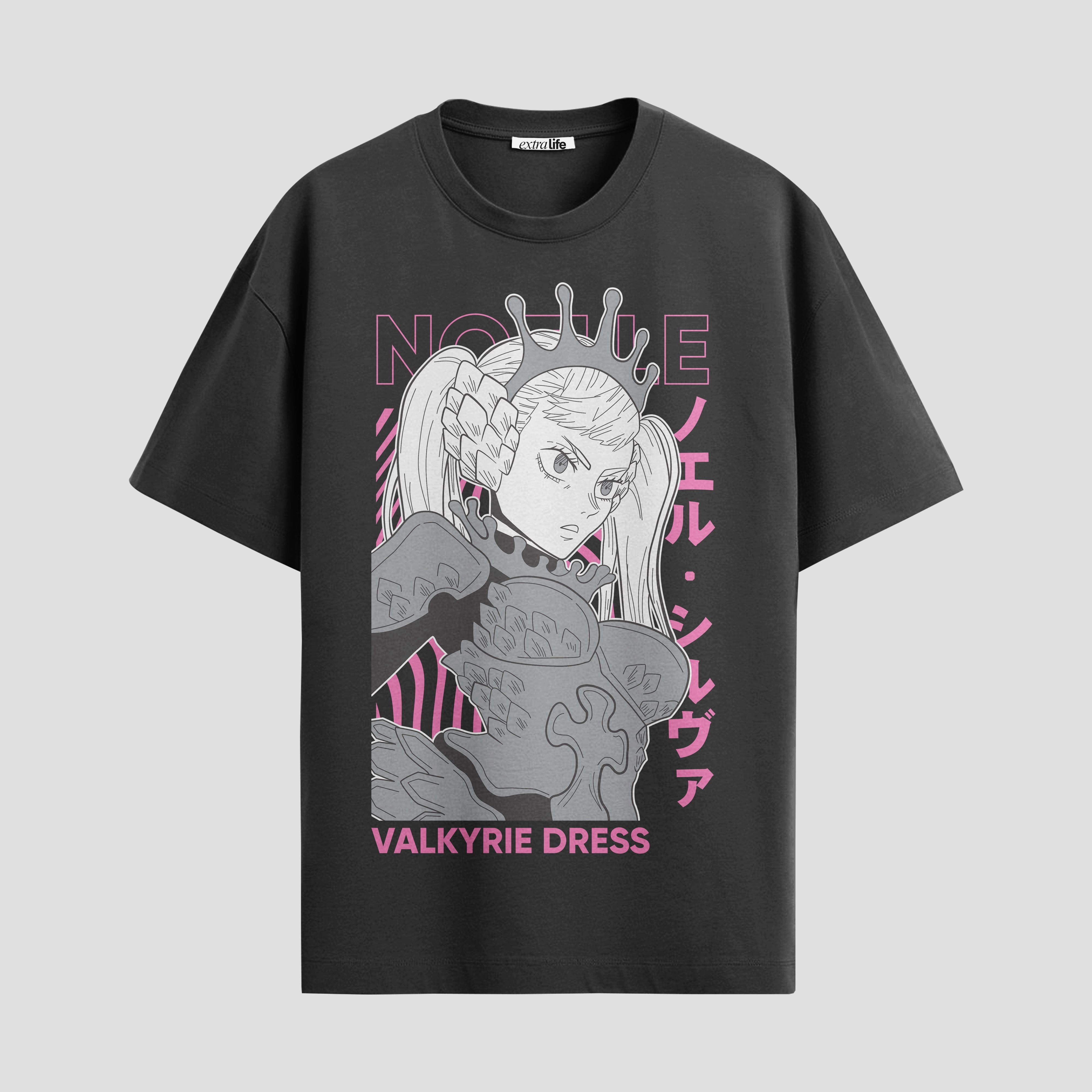 Playera urbana de anime y gaming ExtraLife MX, corte Standard Fit unisex ligero y transpirable en color Deep Black y Pure White, ropa de uso diario para gym y casual.