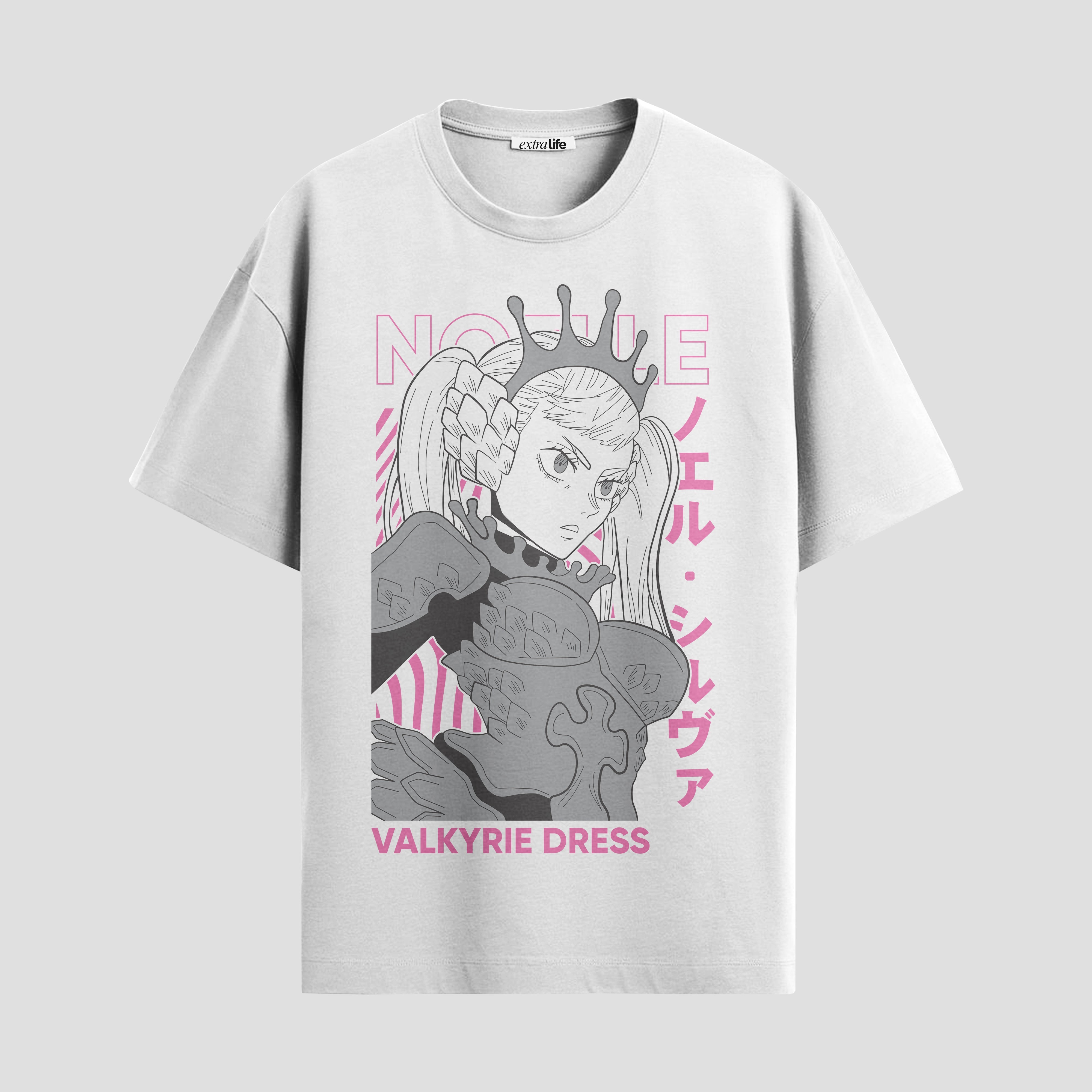 Playera urbana de anime y gaming ExtraLife MX, corte Standard Fit unisex ligero y transpirable en color Deep Black y Pure White, ropa de uso diario para gym y casual.
