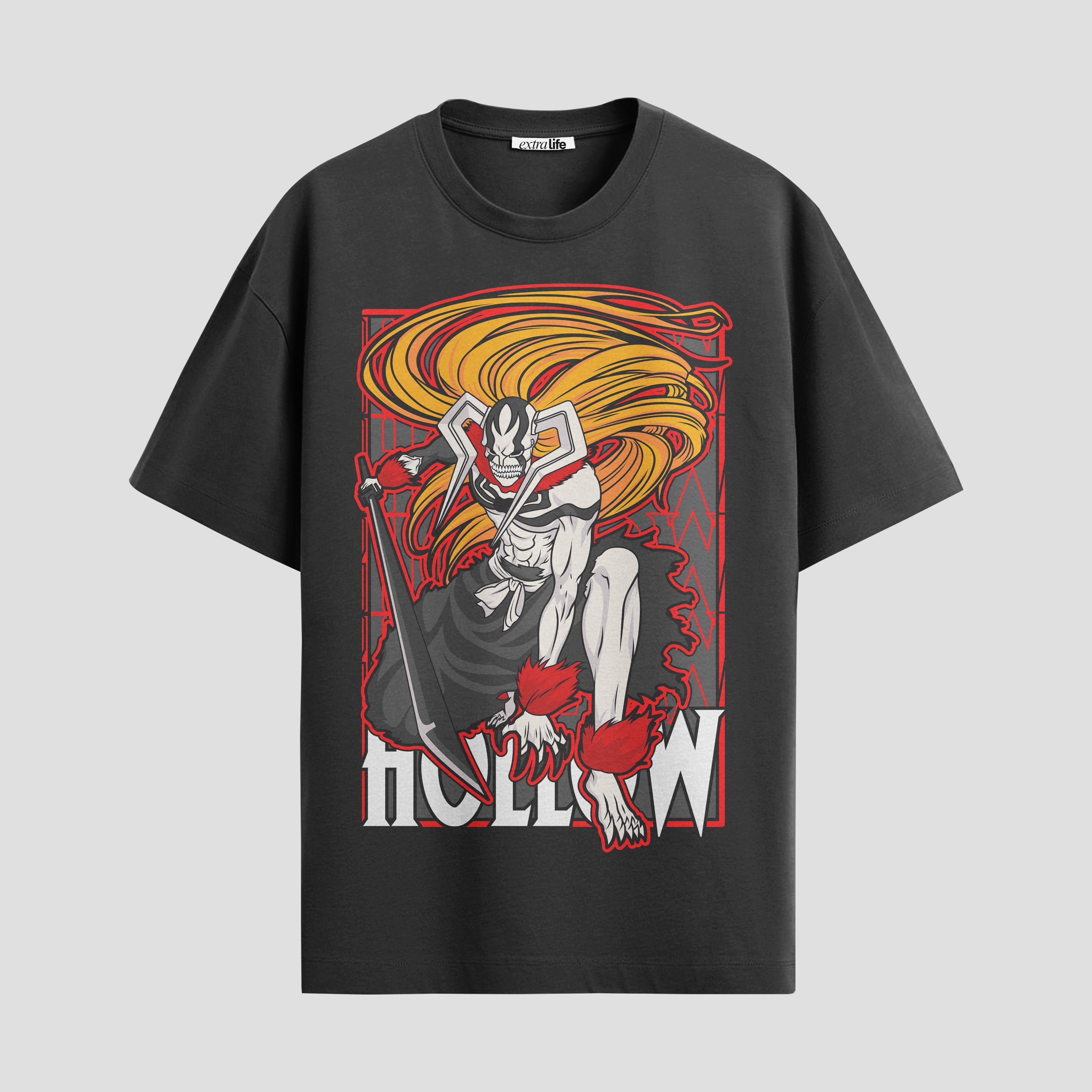Playera urbana de anime y gaming ExtraLife MX, corte Standard Fit unisex ligero y transpirable en color Deep Black y Pure White, ropa de uso diario para gym y casual.