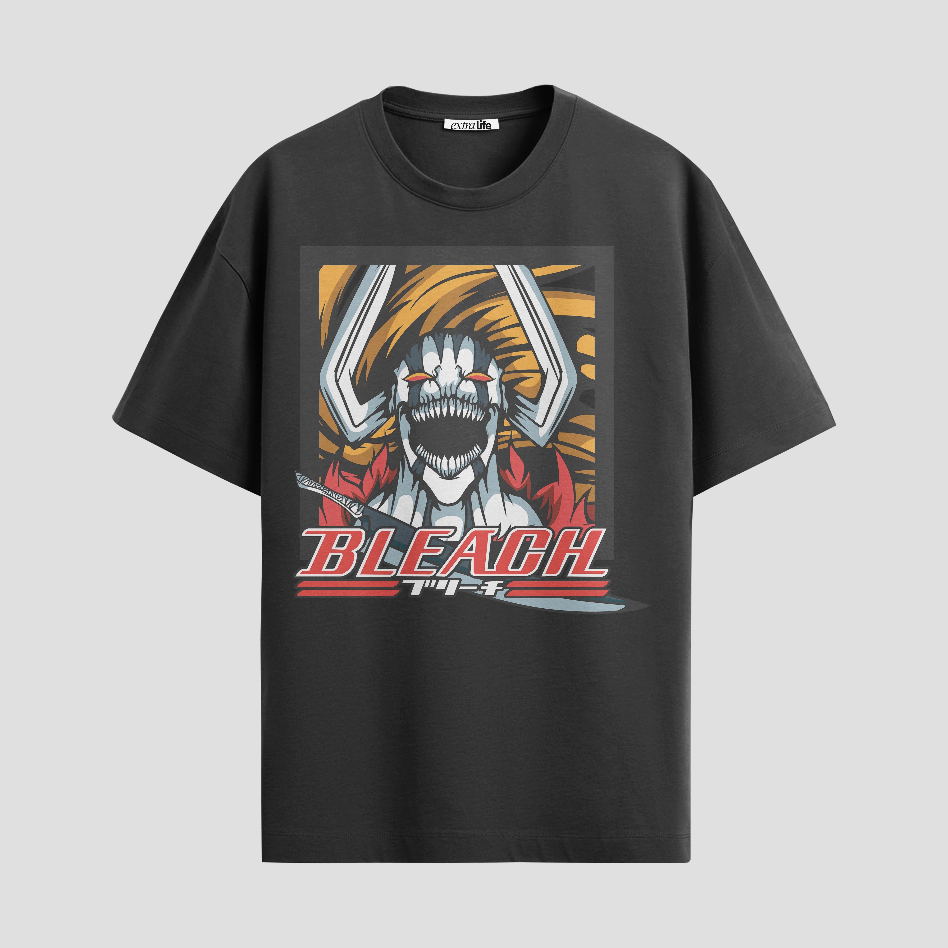 Playera urbana de anime y gaming ExtraLife MX, corte Standard Fit unisex ligero y transpirable en color Deep Black y Pure White, ropa de uso diario para gym y casual.