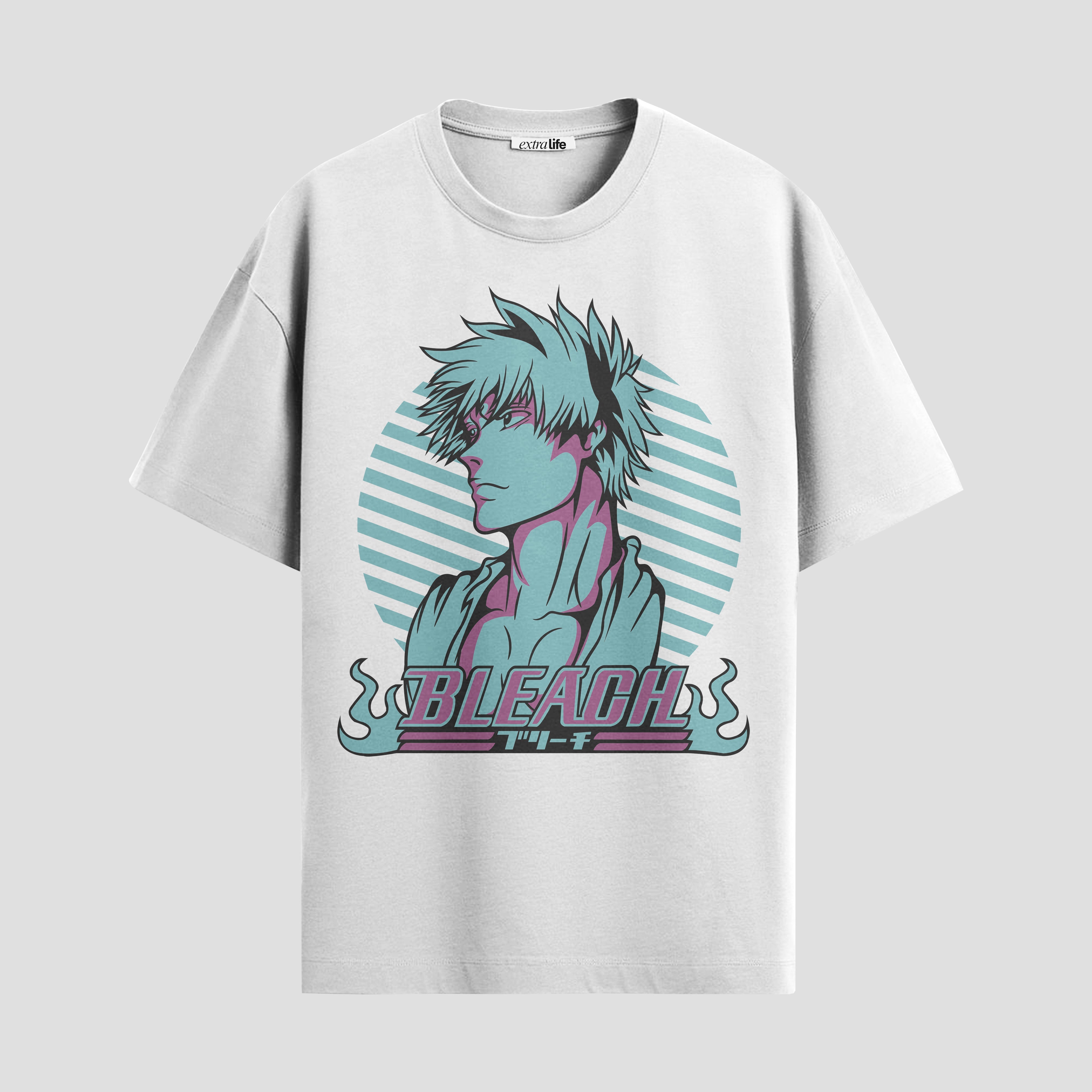 Playera urbana de anime y gaming ExtraLife MX, corte Standard Fit unisex ligero y transpirable en color Deep Black y Pure White, ropa de uso diario para gym y casual.