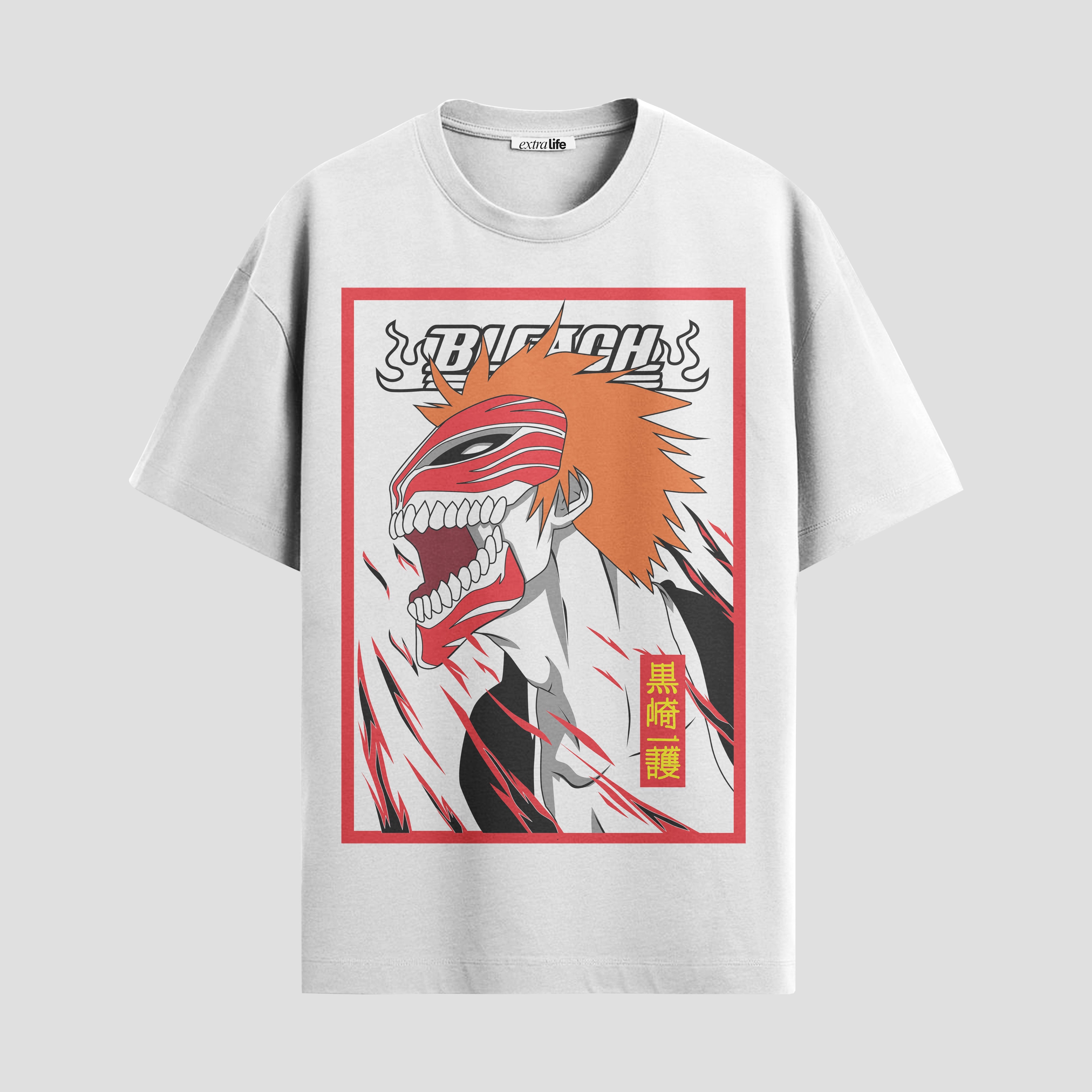 Playera urbana de anime y gaming ExtraLife MX, corte Standard Fit unisex ligero y transpirable en color Deep Black y Pure White, ropa de uso diario para gym y casual.