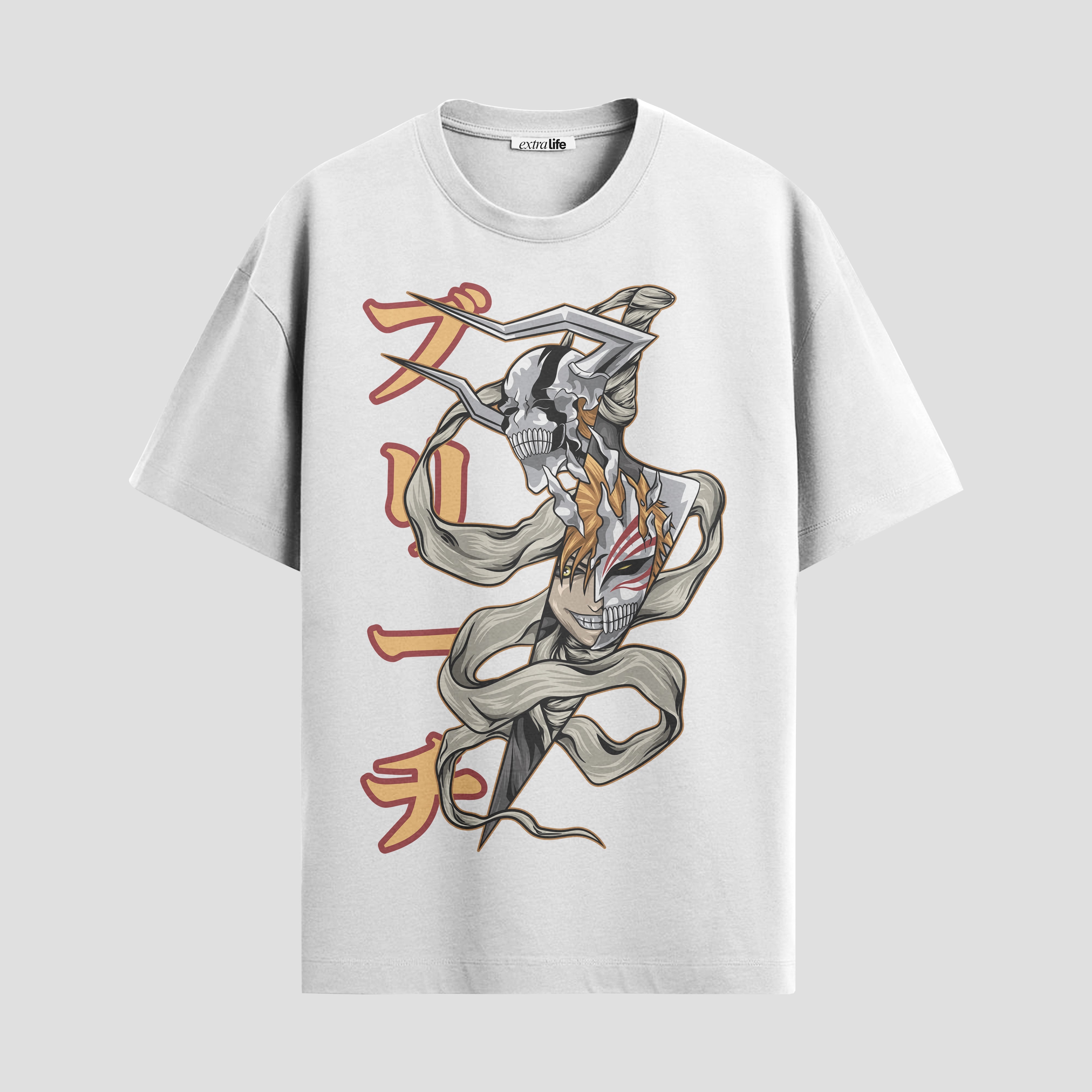 Playera urbana de anime y gaming ExtraLife MX, corte Standard Fit unisex ligero y transpirable en color Deep Black y Pure White, ropa de uso diario para gym y casual.