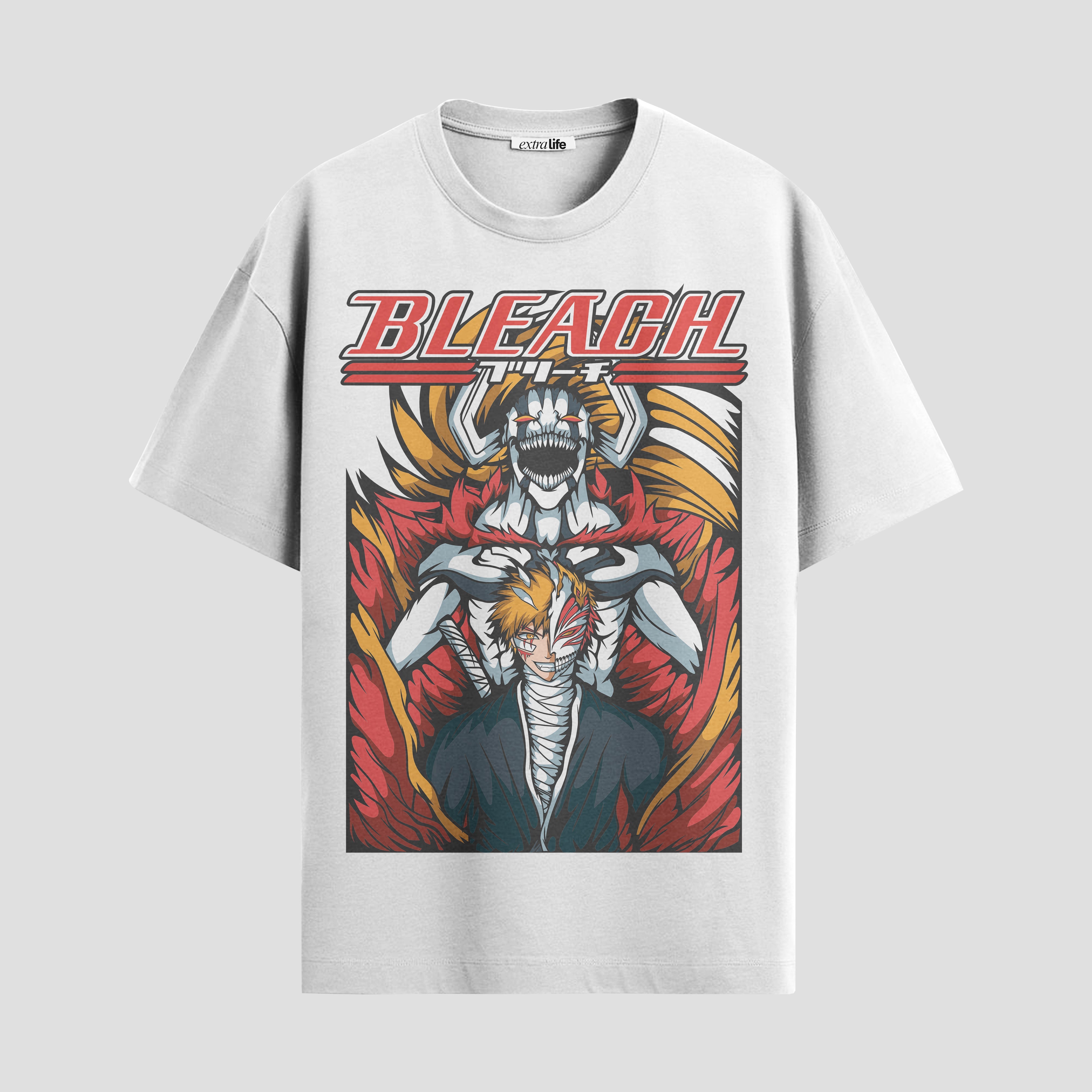 Playera urbana de anime y gaming ExtraLife MX, corte Standard Fit unisex ligero y transpirable en color Deep Black y Pure White, ropa de uso diario para gym y casual.