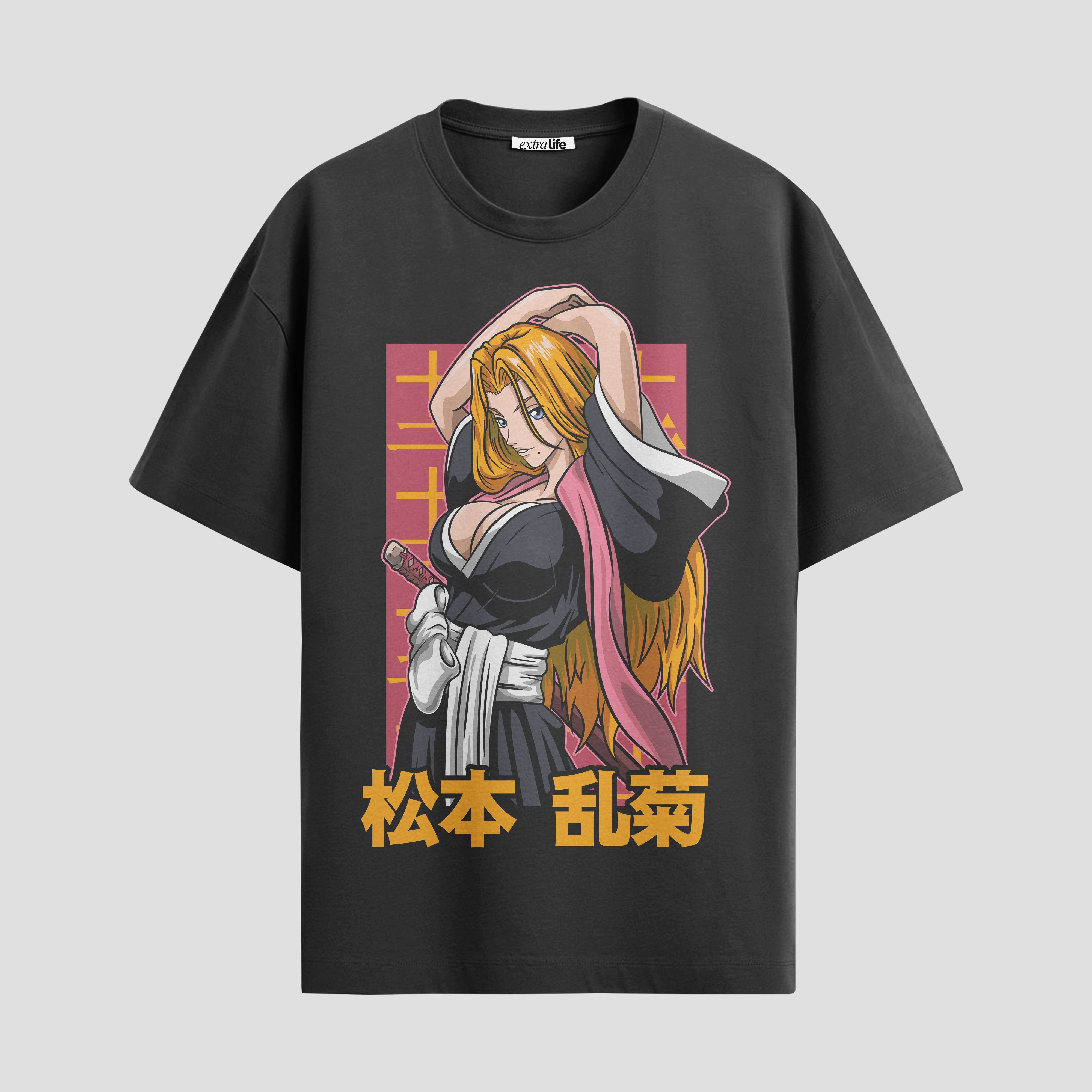 Playera urbana de anime y gaming ExtraLife MX, corte Standard Fit unisex ligero y transpirable en color Deep Black y Pure White, ropa de uso diario para gym y casual.